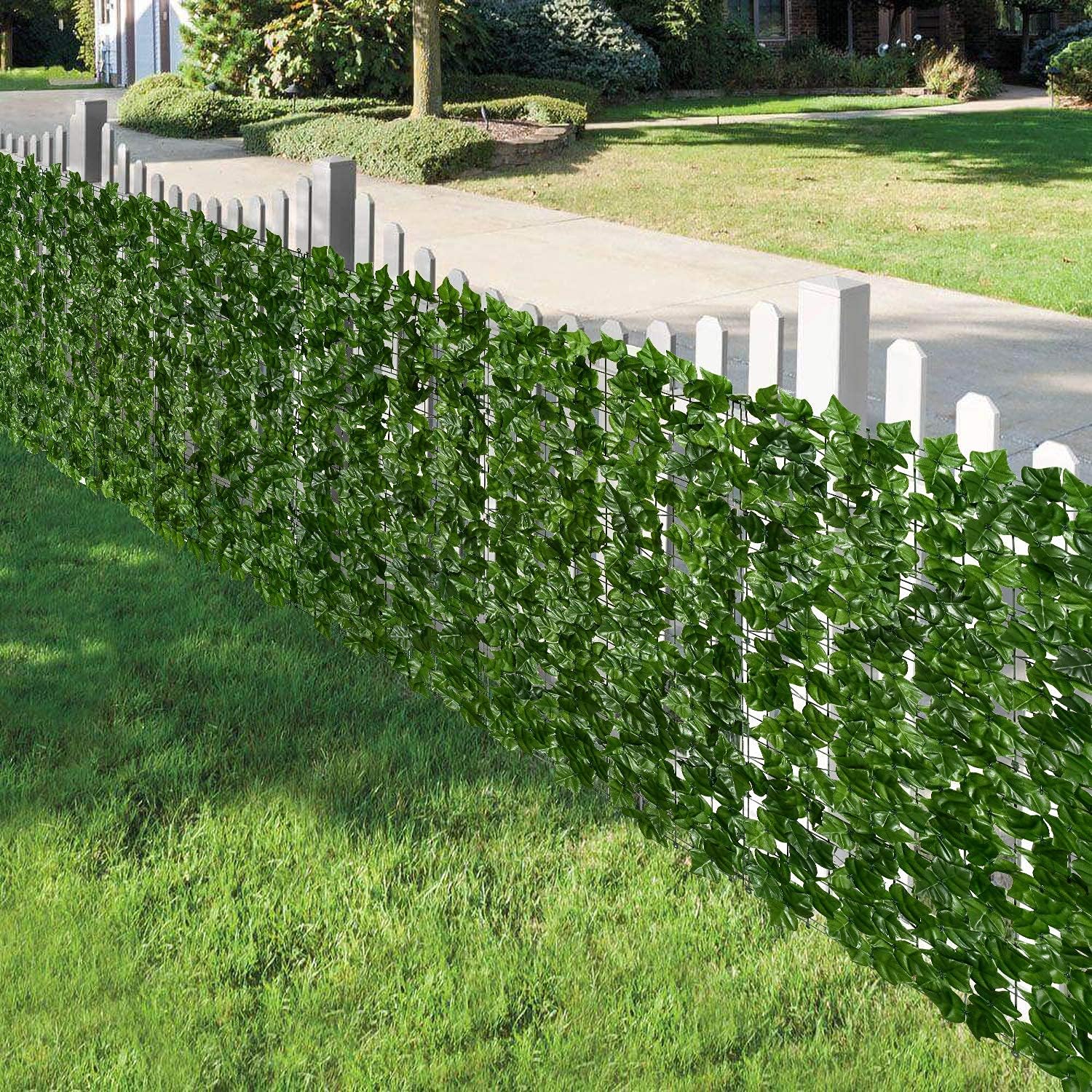DearHouse Valla de privacidad de hiedra artificial, valla de setos artificiales de 157.5 x 78.7 pulgadas y decoración de hojas de hiedra sintética