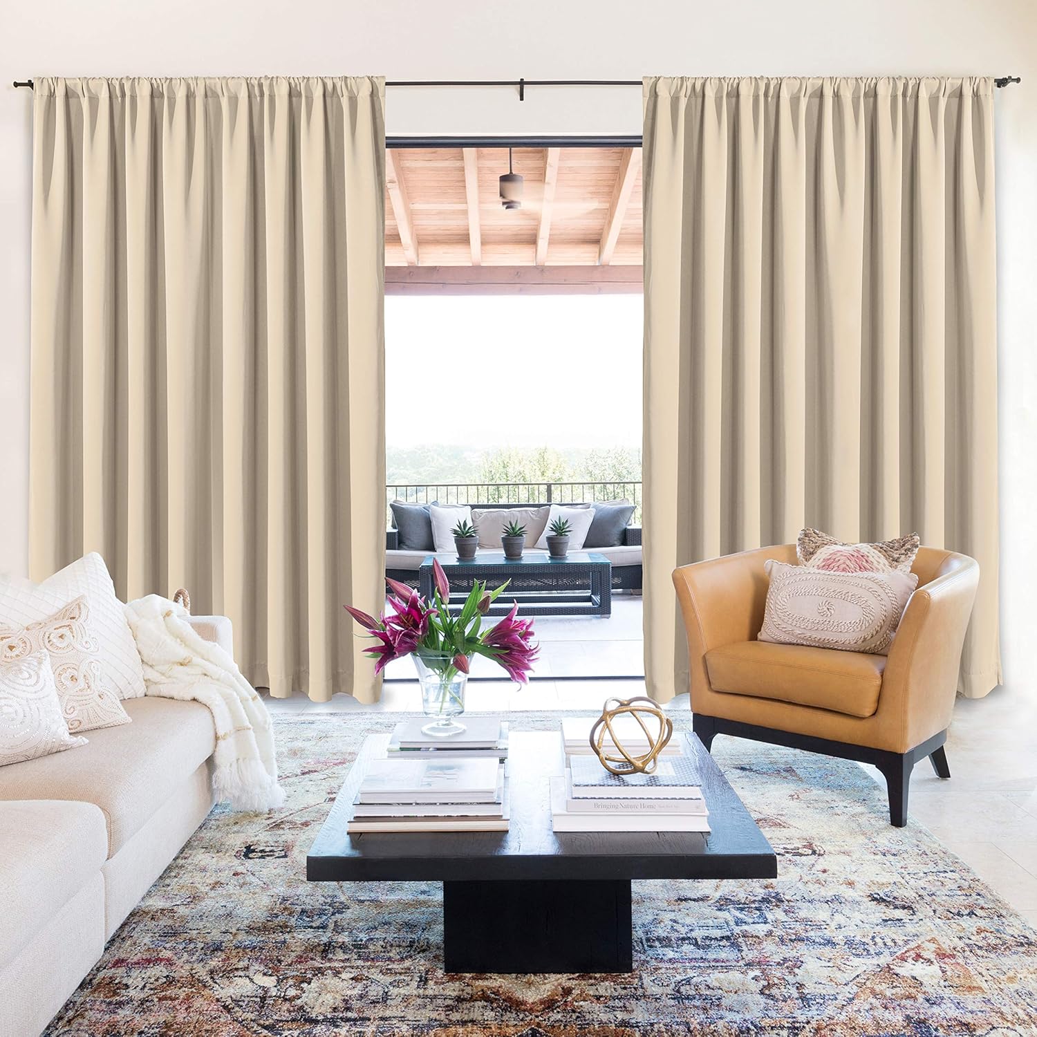 WONTEX – Cortinas blackout con espacio para barra, para sala de estar, 2 paneles