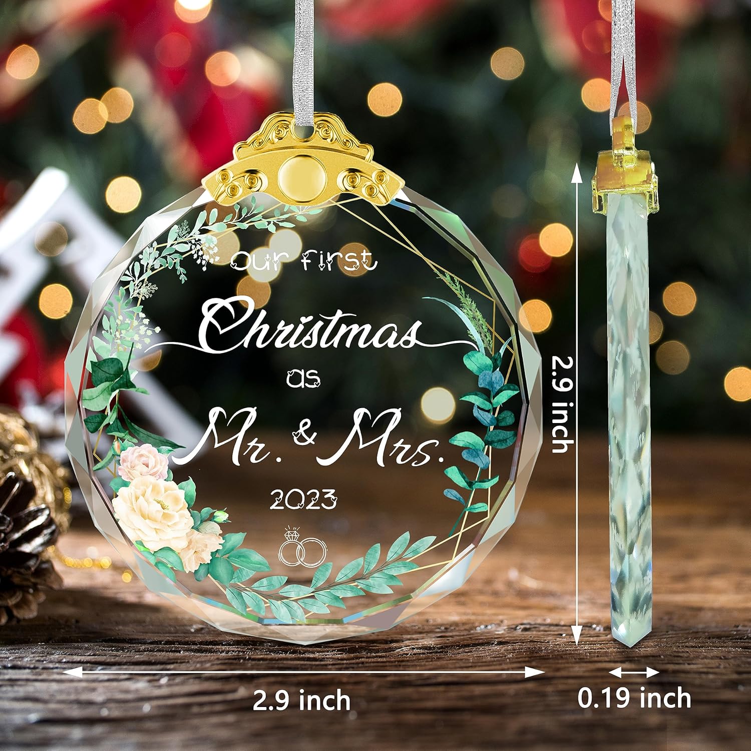 Adorno de matrimonio de cristal para parejas, regalos de boda de cristal para parejas, regalos de despedida de soltera, decoración de árbol de