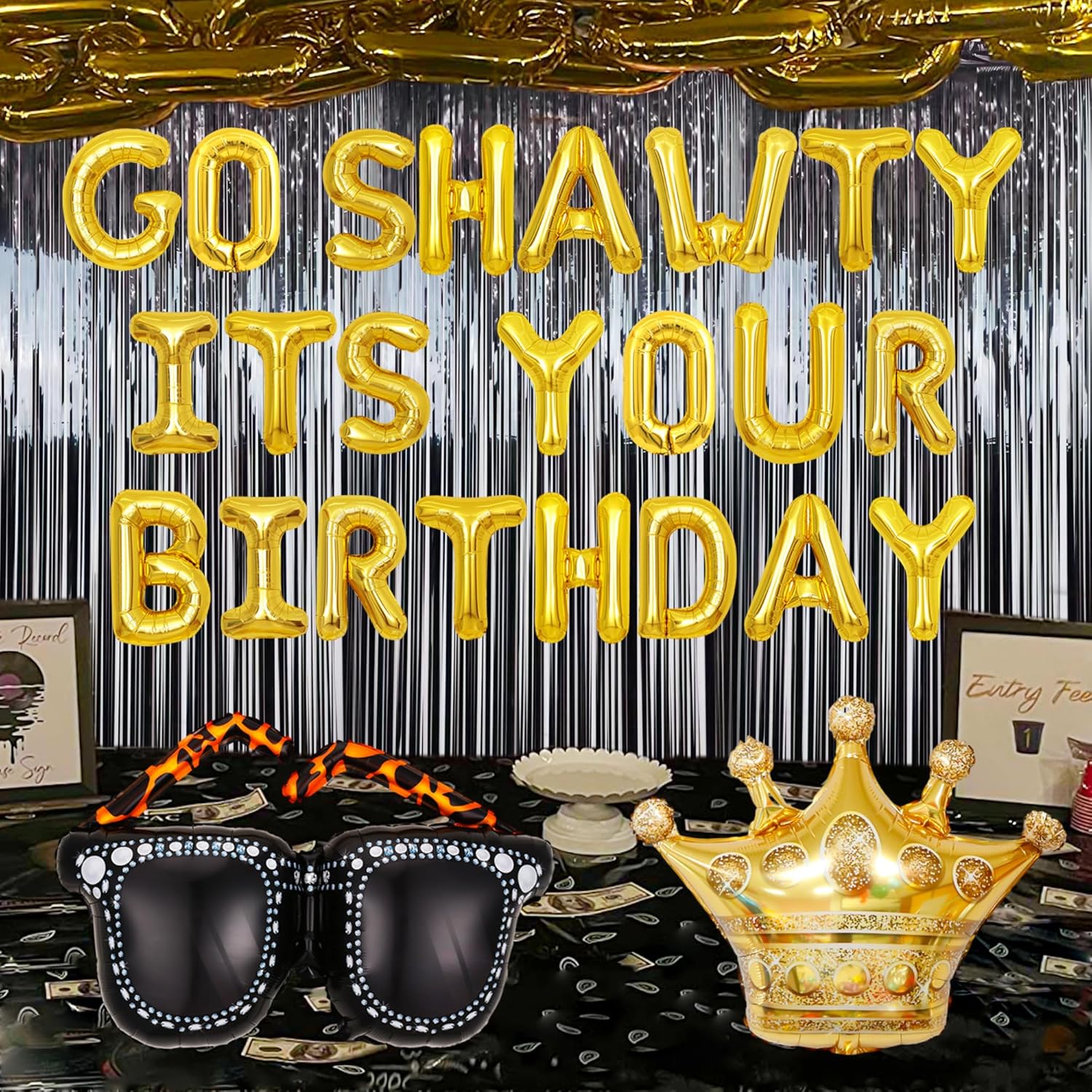 Decoración de cumpleaños Gold Go Shawty It’s Your Birthday Early 2000s Hip Hop decoraciones de cumpleaños suministros de decoración de cumpleaños de