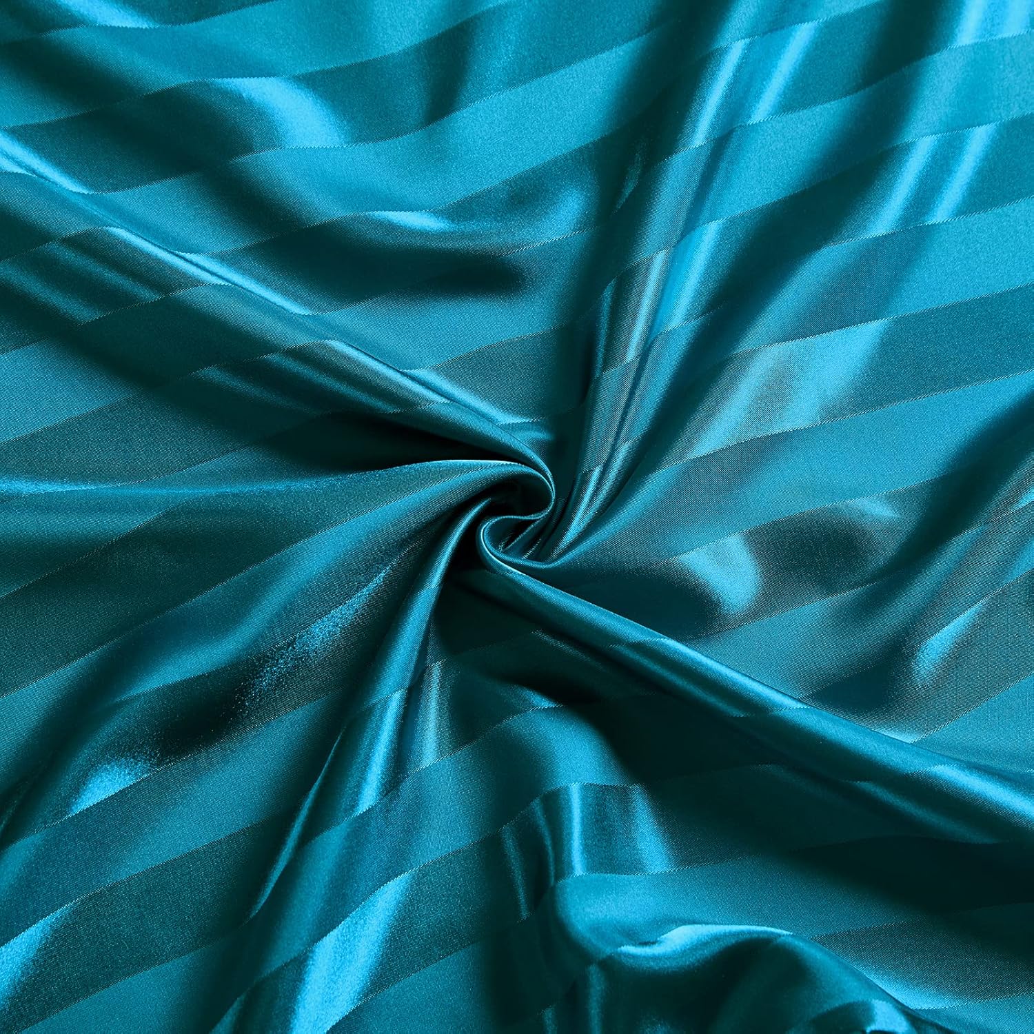 SiinvdaBZX 4 sábanas de satén con estampado a rayas, estilo italiano, sedosas, suaves, de satén verde azulado con bolsillo profundo, 1 sábana