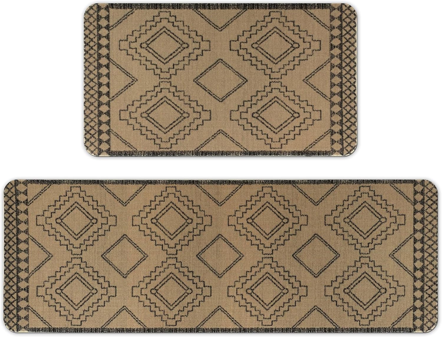 Chester Moroccan Area Rug Boho Kitchen Mats Sets of 2 Large Door Rugs Non Slip Decor Bohemian Mat Retro Fuzzy handwash Pads 47×17 in