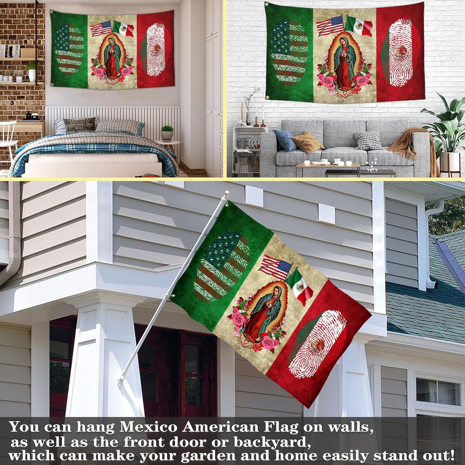 Bandera de México, banderas mexicano-americanas para exteriores, 3 x 5, doble cara, México, Estados Unidos, bandera de la amistad, bandera