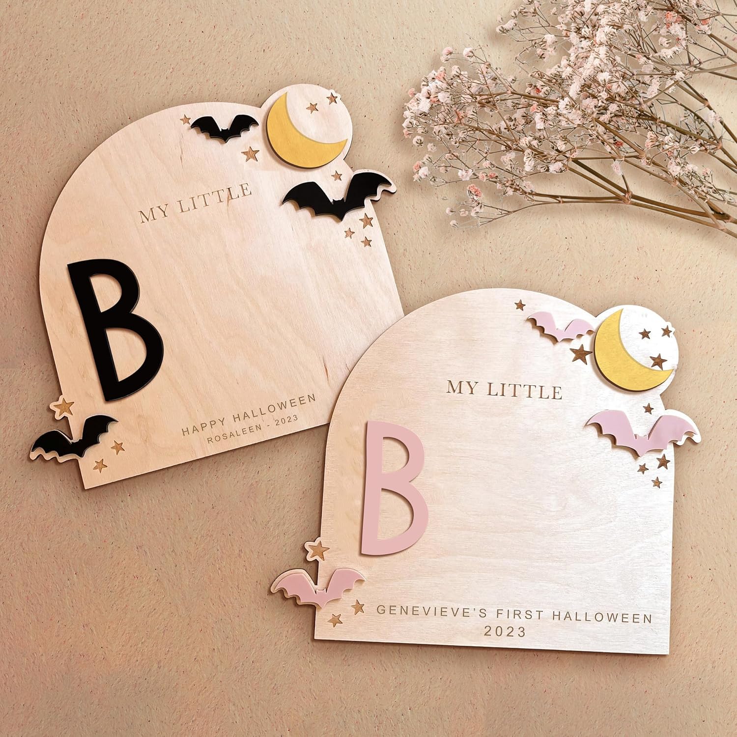 Arte de huella de Halloween personalizado, primer recuerdo de Halloween del bebé, regalo para mamá, manualidades de Halloween para niños, letrero de