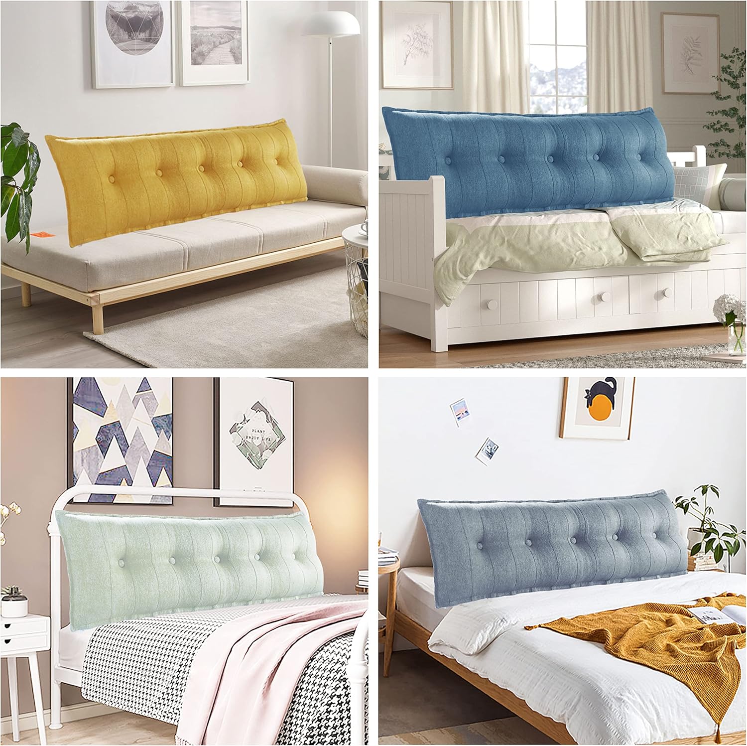 WOWMAX Almohada rectangular para cabecero, almohada de respaldo para cama, almohada de descanso para sentarse en la cama, almohadas de apoyo de