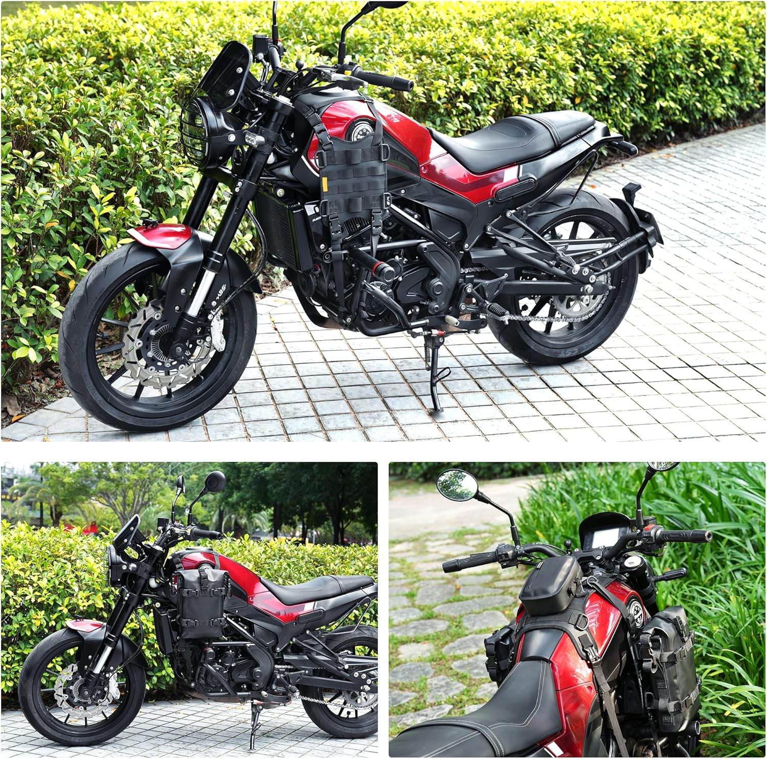 Colgante de montaje auxiliar izquierdo y derecho para tanque de motocicleta, accesorios de motocicleta aumentan el espacio de almacenamiento,