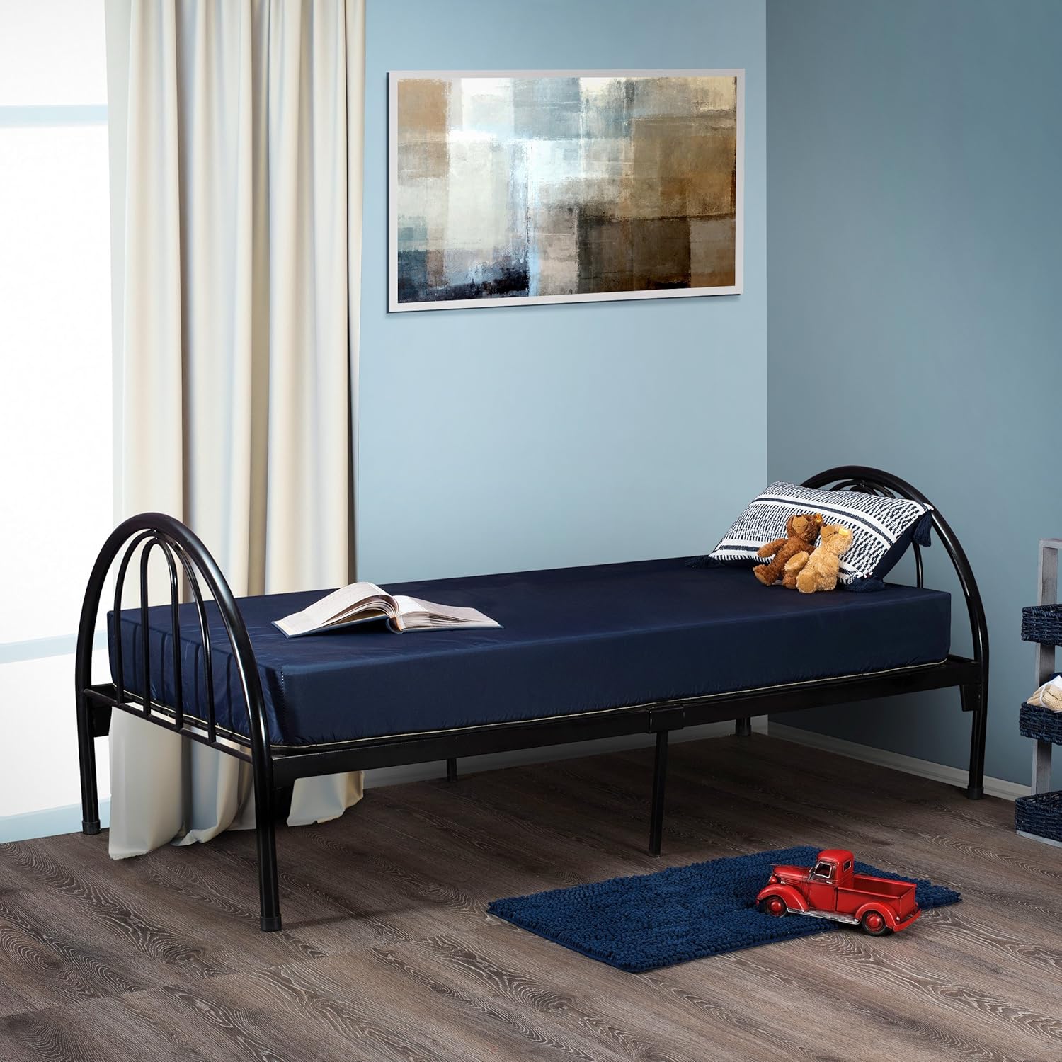 FORTNIGHT BEDDING Colchón de espuma de 6 pulgadas con funda de nailon azul fabricado en Estados Unidos (individual XL)