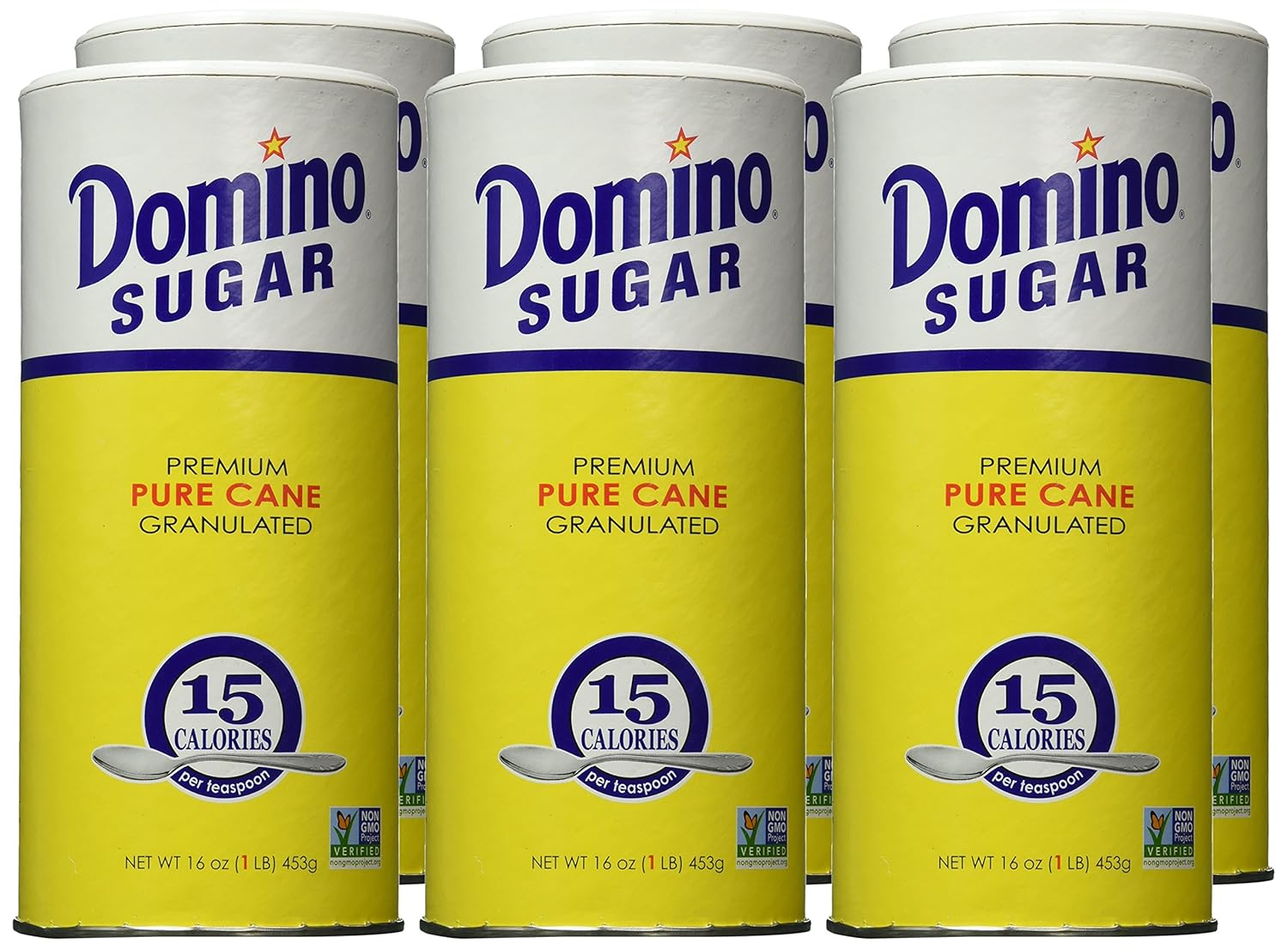 Domino azúcar granulada alta calidad de caña pura con pico servidor superior resellable de 16oz.