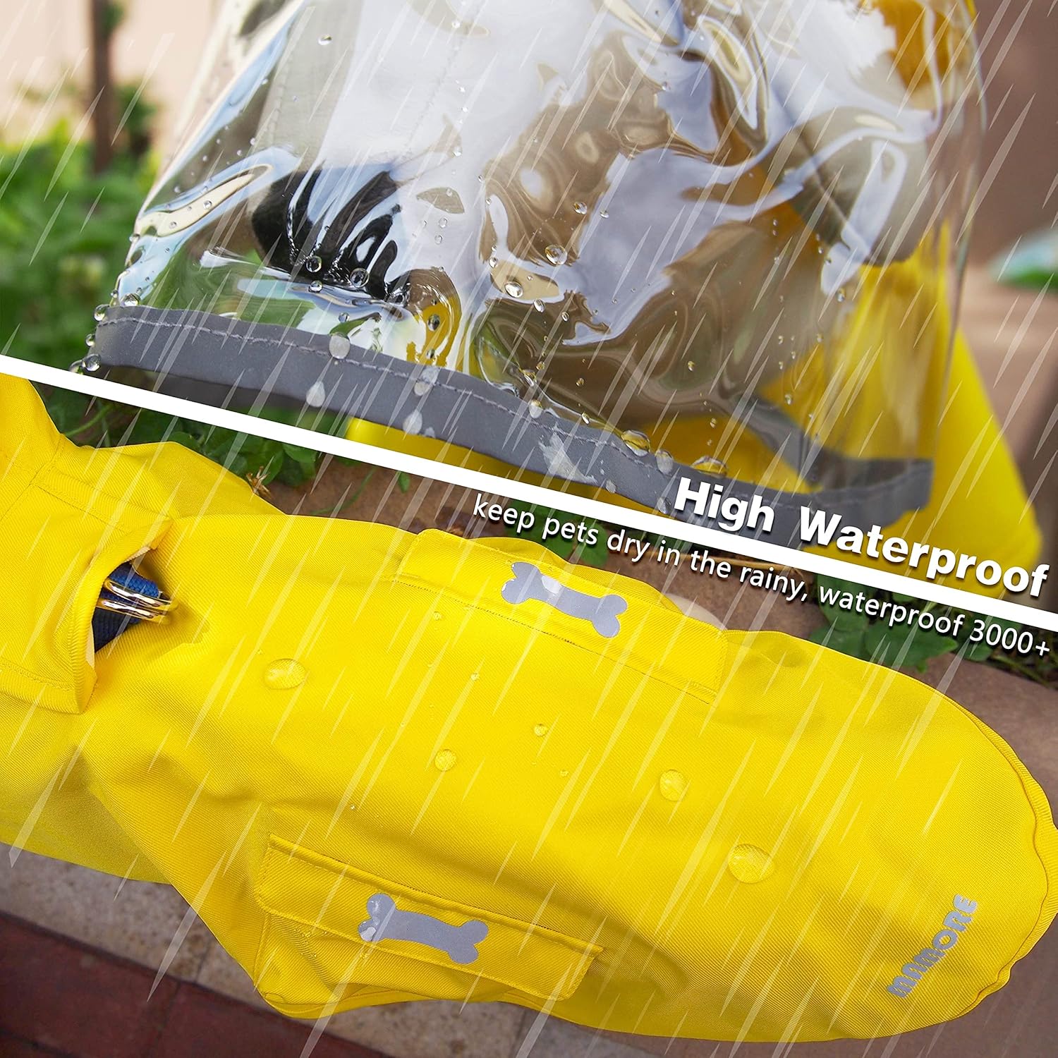 Chubasquero impermeable para perro con capucha de poncho, chaqueta de lluvia amarilla ajustable para mascotas con agujero para correa para perros