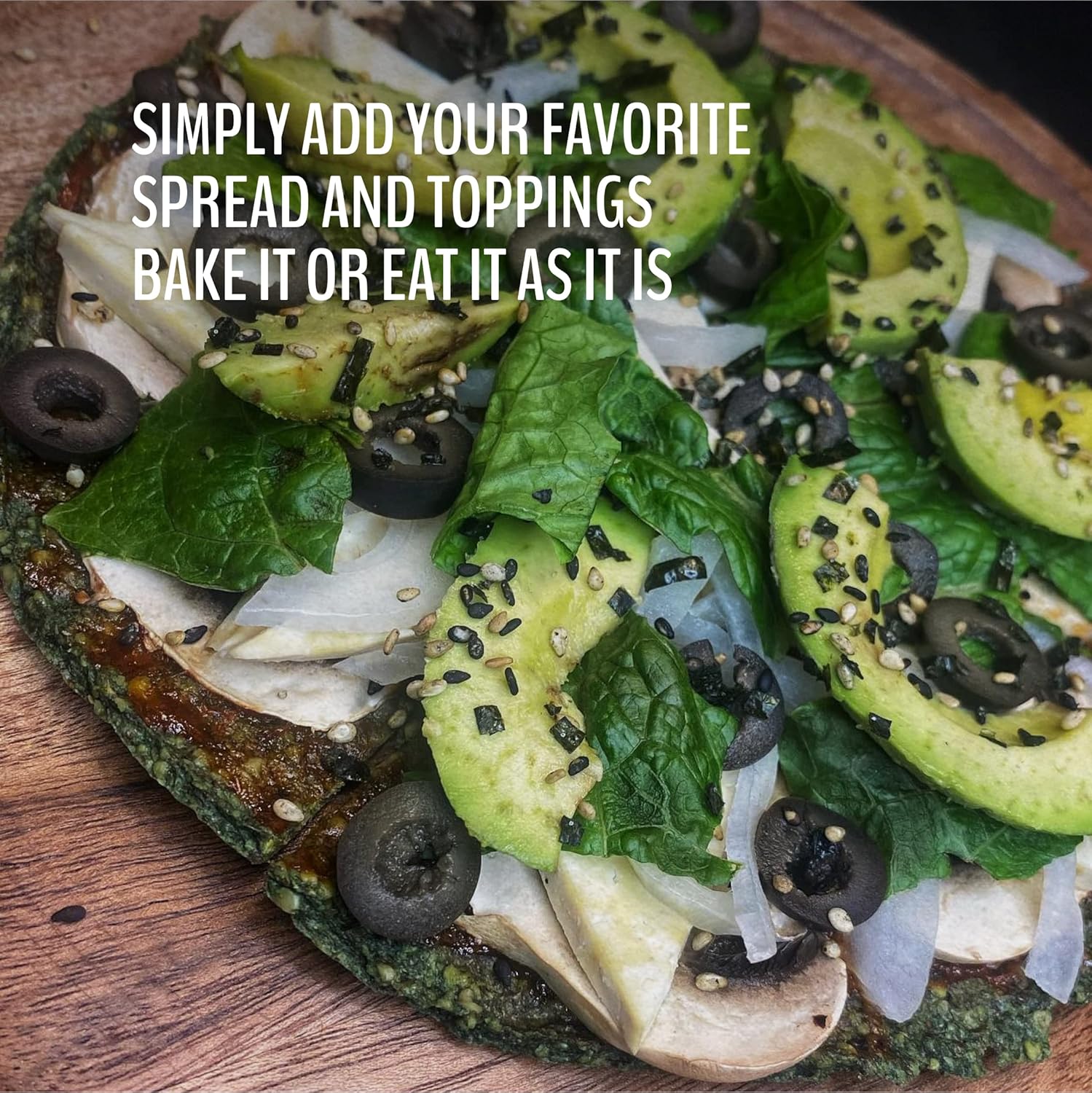 Paleo Pizza Crusts, paquete de 4 cortezas de pizza, espirulina (cruda, vegana, paleo, sin gluten) sin trigo