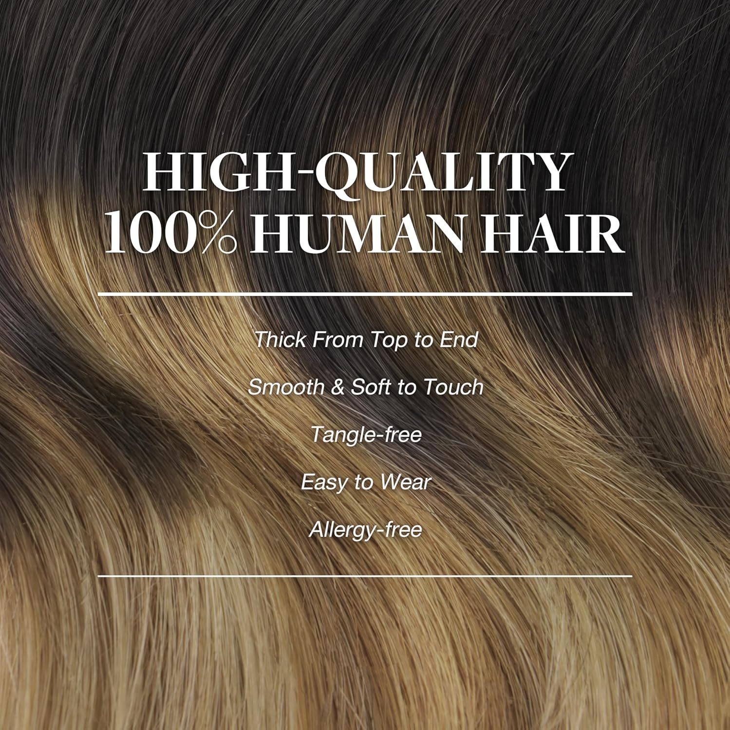 GOO GOO – Extensiones de cabello humano Remy con clip en ombré color castaño oscuro a castaño y rubio sucio de 22 pulgadas, 7 piezas de 4.23oz