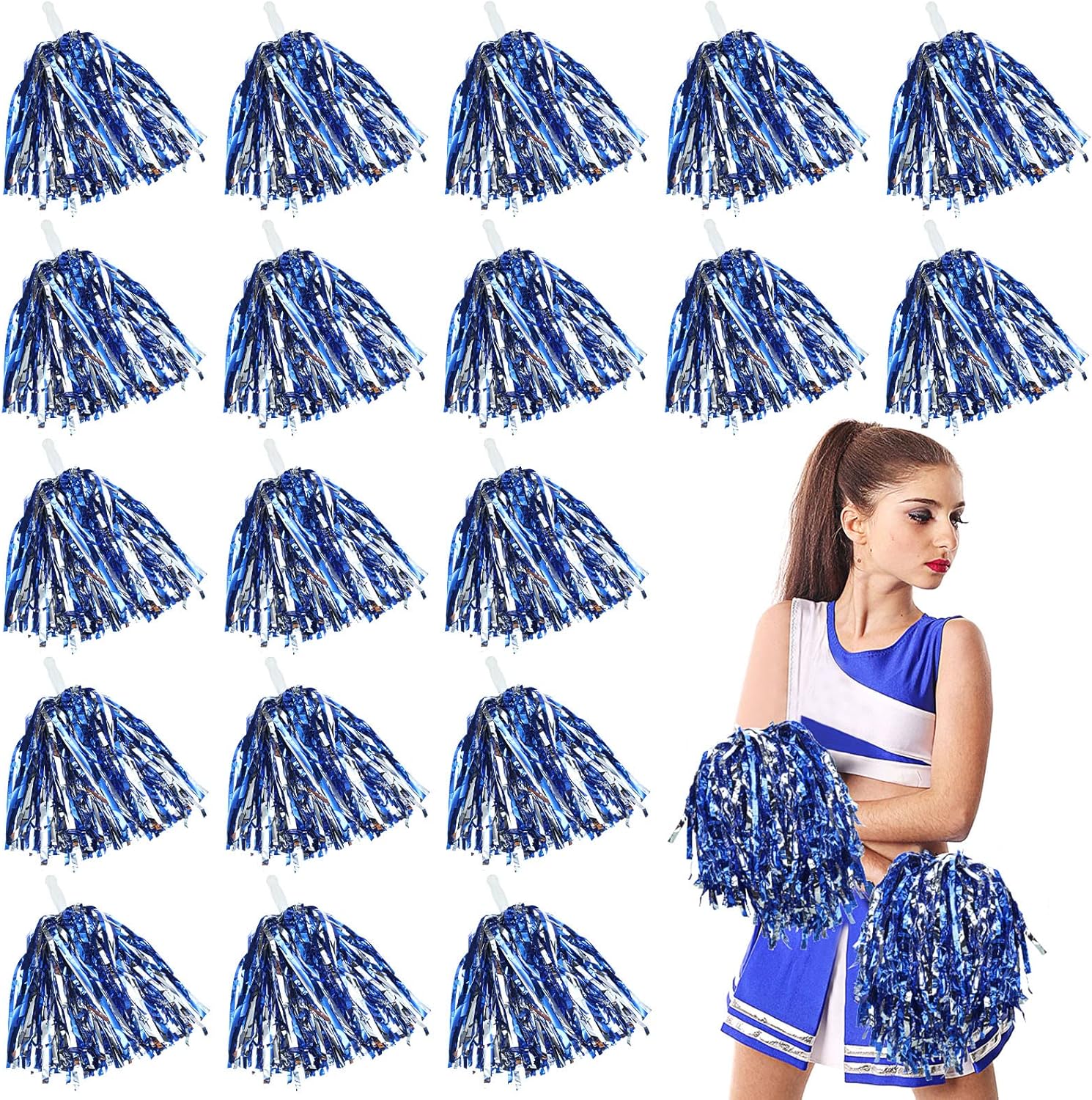 Paquete de 100 pompones de animadora de plástico a granel, pompones de animadora con asa, para niños y adultos, deportes, baile, equipo, animadoras,
