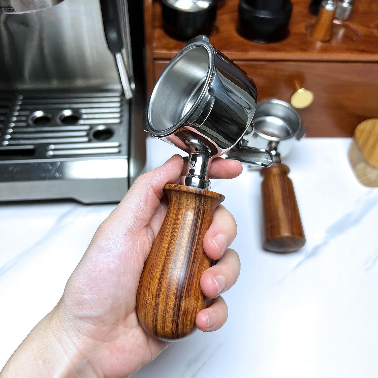 NEOUZA M10 – Mini mango de madera personalizado de repuesto para portafiltros de 51542.283 in, máquina de espresso, cafetera accesorios elegantes