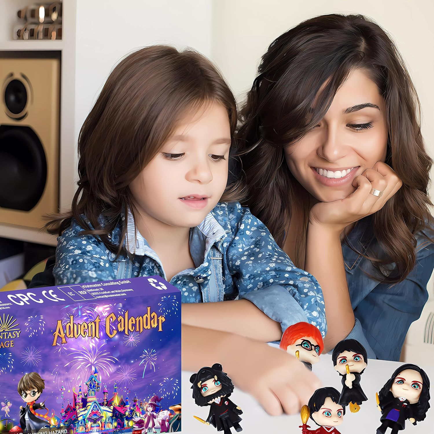 Calendario de Adviento de anime, caricatura, Navidad, 24, caja ciega digital de cuenta regresiva para niños y niñas, regalos increíbles, color morado
