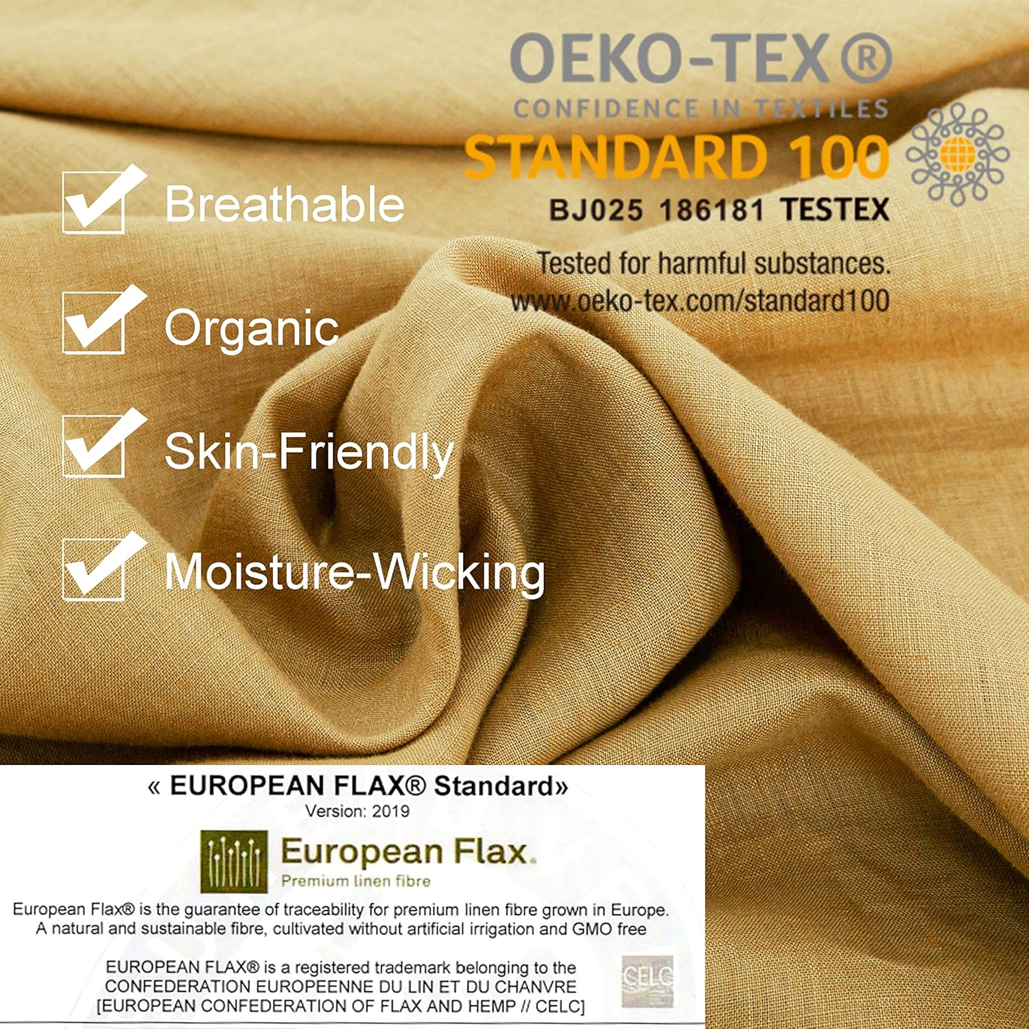 S VICTORY SYMBOL Pure Linen – Juego de 2 fundas de almohada de 20 x 30 pulgadas, 100% lino natural francés, suaves y duraderas, color beige arena,