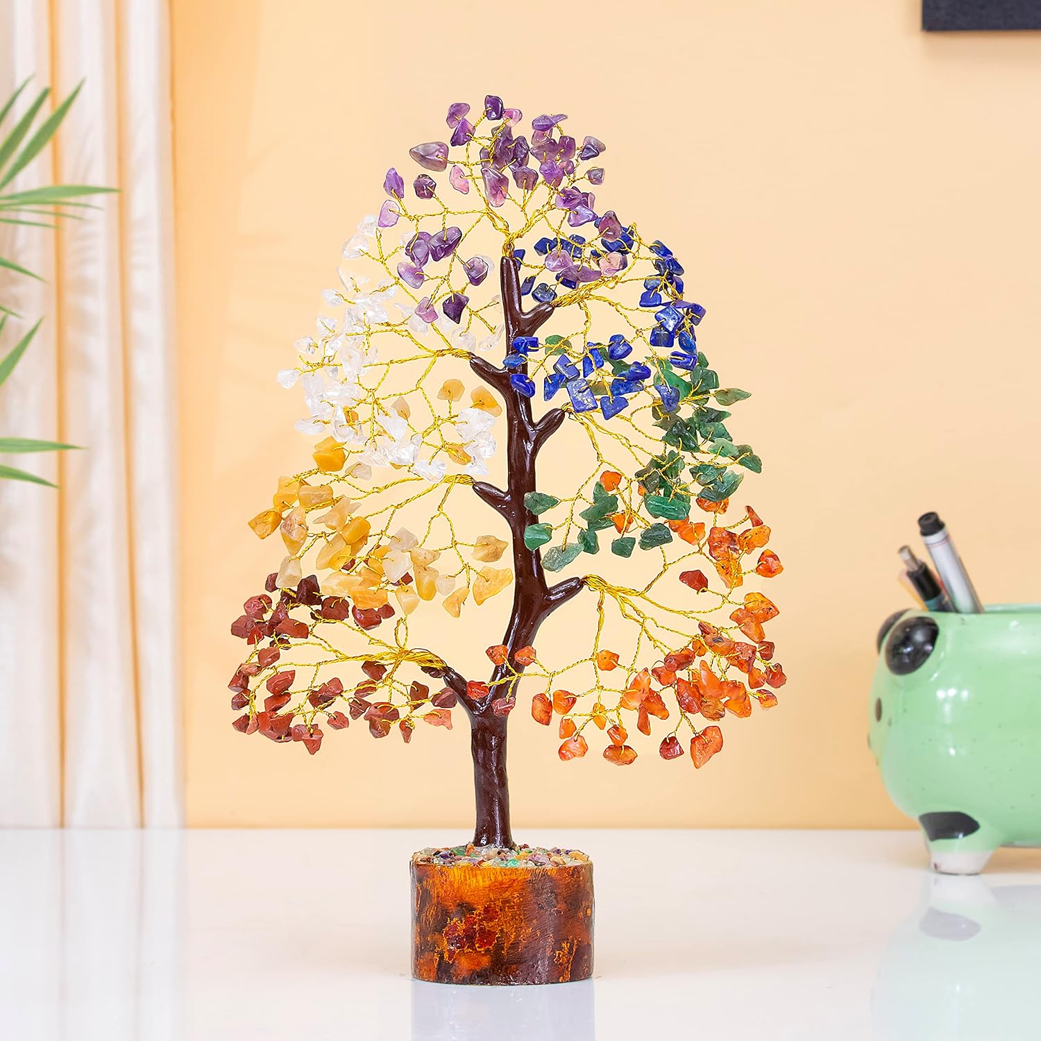 ZAICUS Árbol de los siete chakras, árbol artificial, cristales y piedras curativas, cristales, árbol del dinero, decoración de cristal, cristales