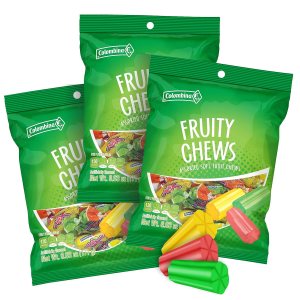 Colombina Fruity Chews Surtido de dulces masticables de frutas suaves Sabores de naranja, uva, fresa, piña y manzana verde Platos de dulces Colombina Fruity Chews Surtido de dulces masticables de frutas suaves Sabores de naranja, uva, fresa, piña y manzana verde Platos de dulces