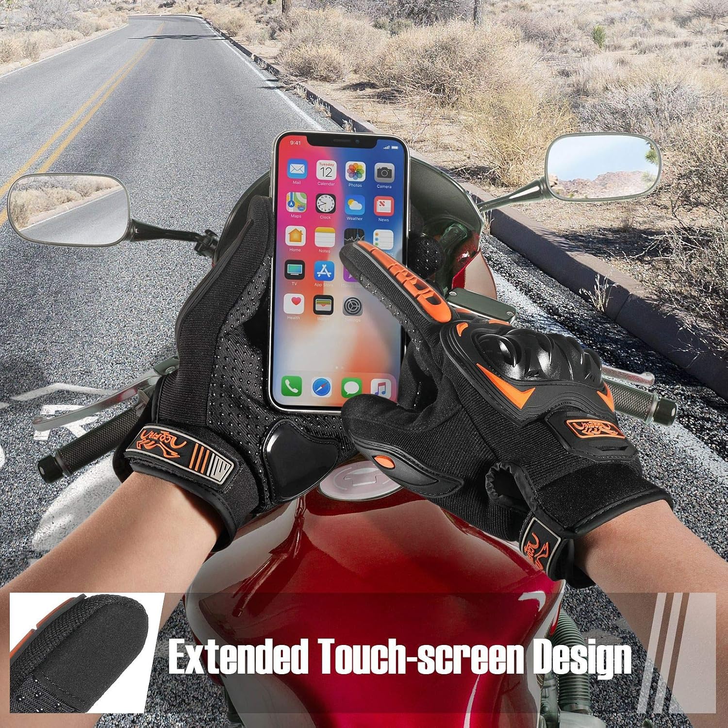 COFIT Guantes de motocicleta para hombres y mujeres, compatible con pantalla táctil, para cuatrimoto BMX MTB, carreras de carretera, ciclismo,