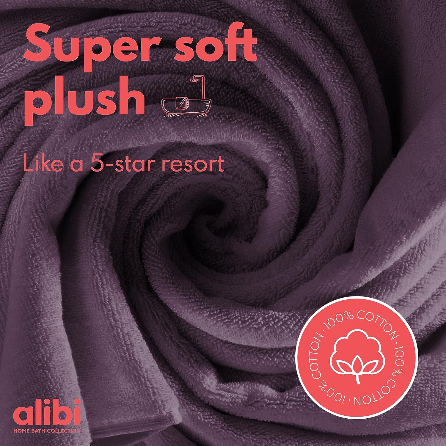ALIBI Juego de toallas de baño, paquete de 2 toallas de cuerpo de algodón de lujo de 30 x 56 pulgadas suaves y absorbentes (30 x 56 pulgadas, 2