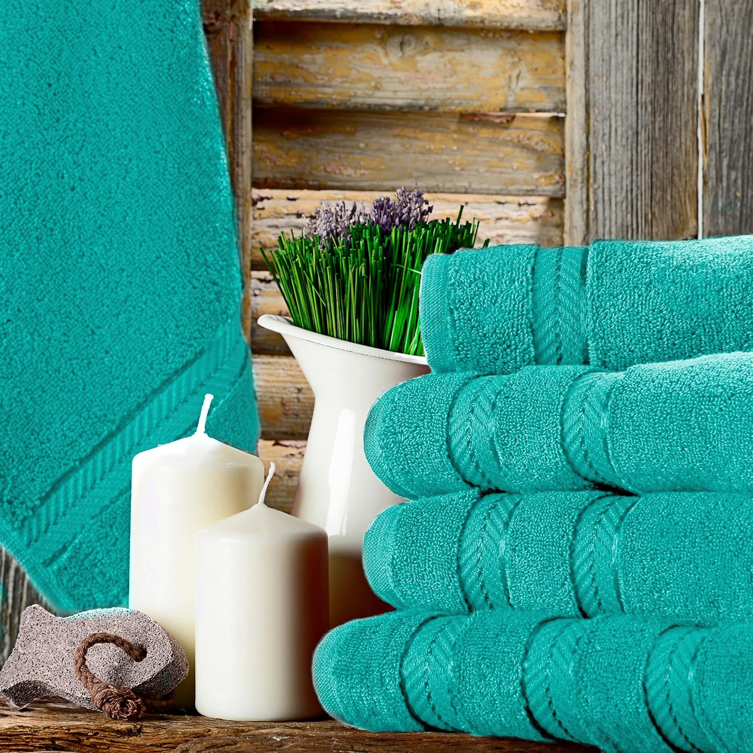 Classic Turkish Towels Juego de 6 toallas de algodón de alta calidad, de secado rápido, suaves y absorbentes, 2 toallas de baño, 2 toallas de mano y
