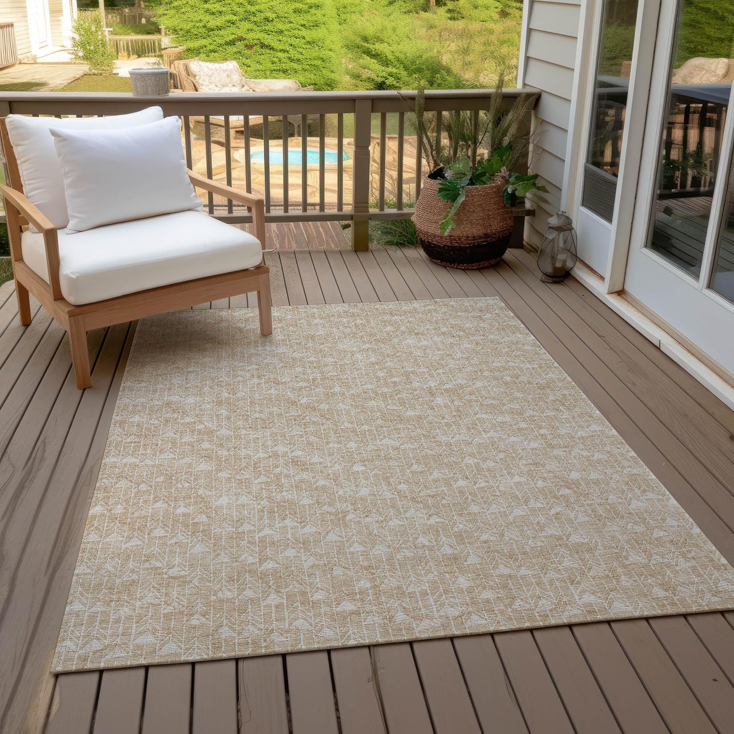 Chantille ACN514 – Alfombra beige de 3 x 5 pies, resistente a las manchas, lavable a máquina, no se desprende, para dormitorio, sala de estar,