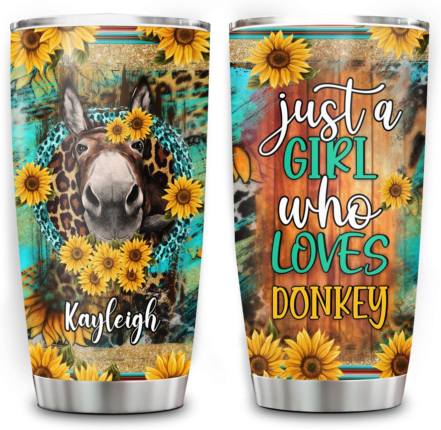 Hyturtle Vaso de burro personalizado con texto en inglés Just A Girl Who Loves Donkeys, regalo personalizado de burro para niñas y mujeres, tazas de