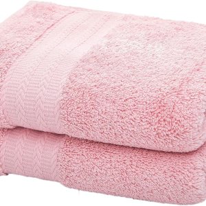 Toallas de mano de algodón ultra gruesas, suaves y absorbentes para baño (rosa, paquete de 2, 14 x 29 pulgadas), toallas multiusos para baño, Toallas de mano de algodón ultra gruesas, suaves y absorbentes para baño (rosa, paquete de 2, 14 x 29 pulgadas), toallas multiusos para baño,