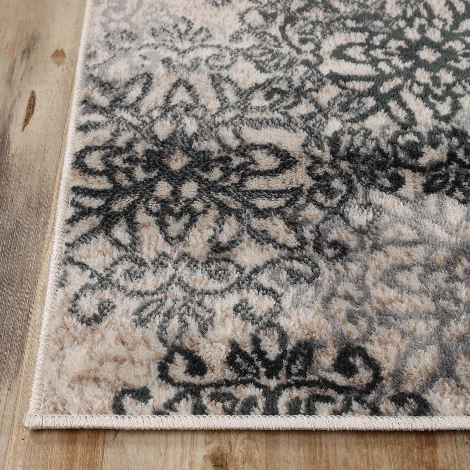 SUPERIOR  Alfombra de área contemporánea de la colección Leigh – Alfombra moderna de 516 de pulgada (8 mm) de pelo con diseño de medallón floral con