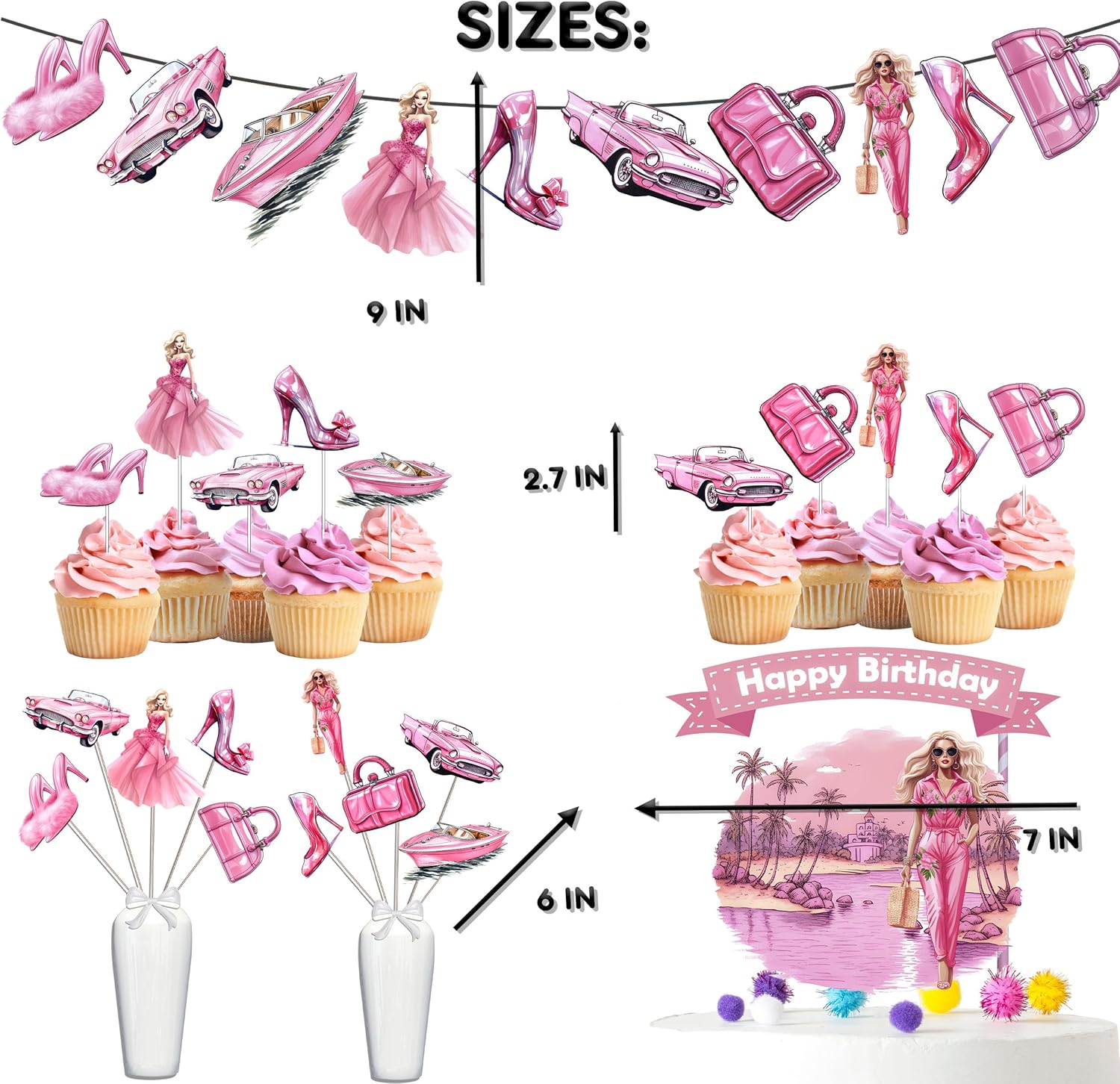 Paquete de decoración de fiesta de cumpleaños de muñecas crea una celebración mágica!