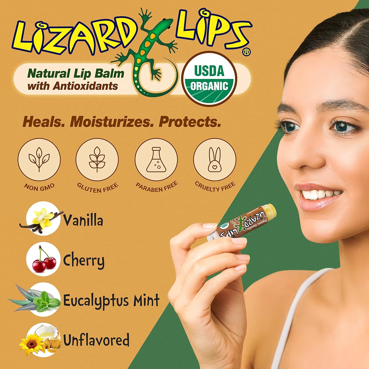 Lizard Lips Certificado orgánico USDA – Paquete variado de 4 sabores