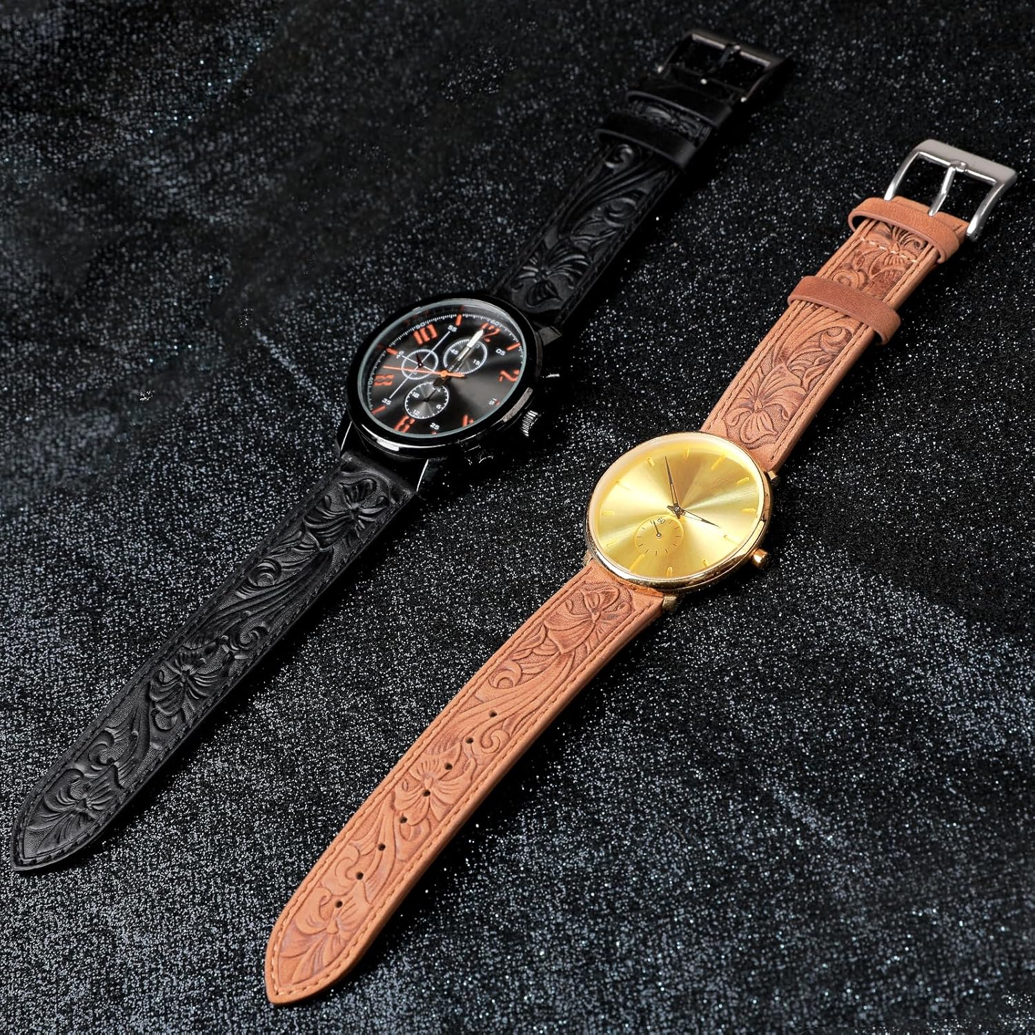 Correa de reloj de cuero de liberación rápida con patrón retro de repuesto clásico de 0.787 in 0.866 in para Samsung Galaxy Watch 6 Band Classic