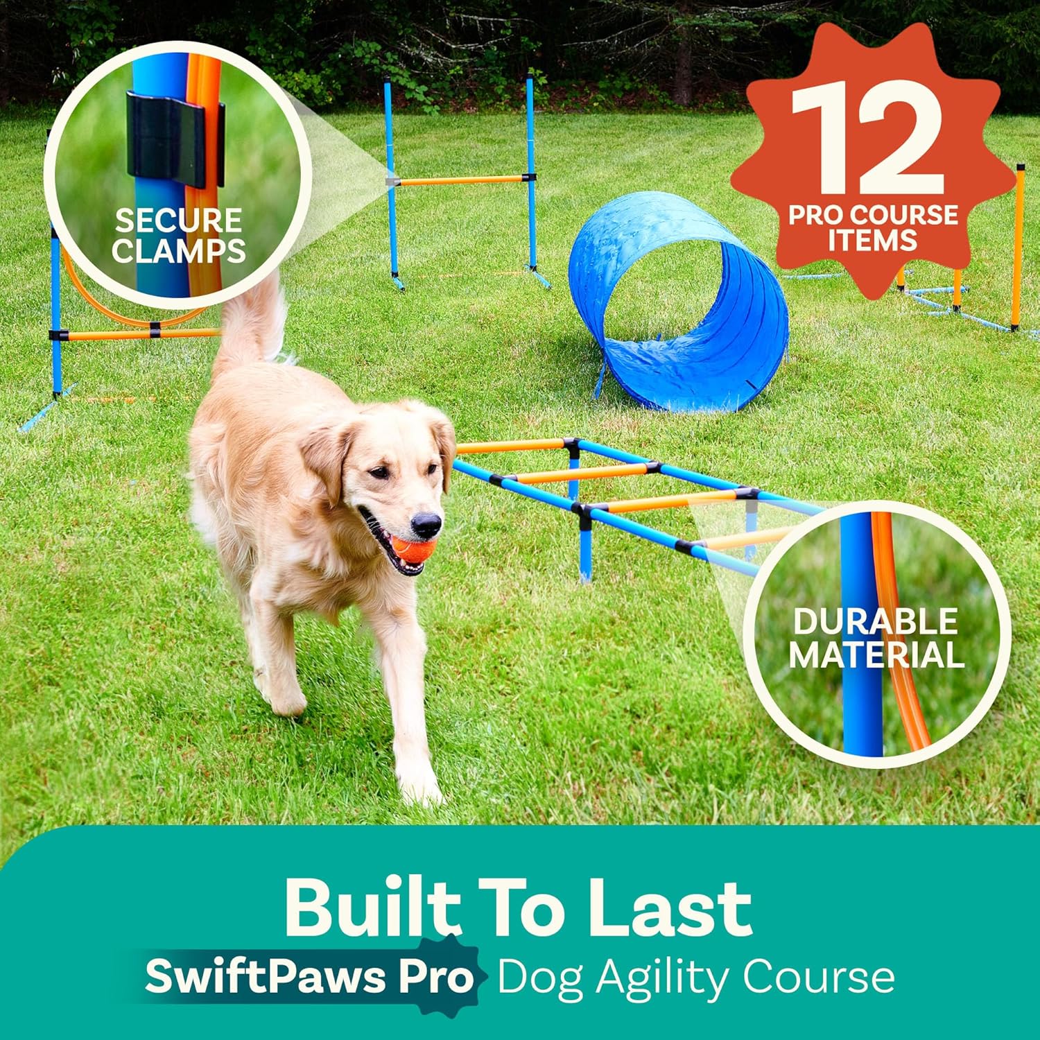 Juego de campo de agilidad para perros, equipo de agilidad para perros, patio trasero de carrera de obstáculos para perros, equipo de entrenamiento