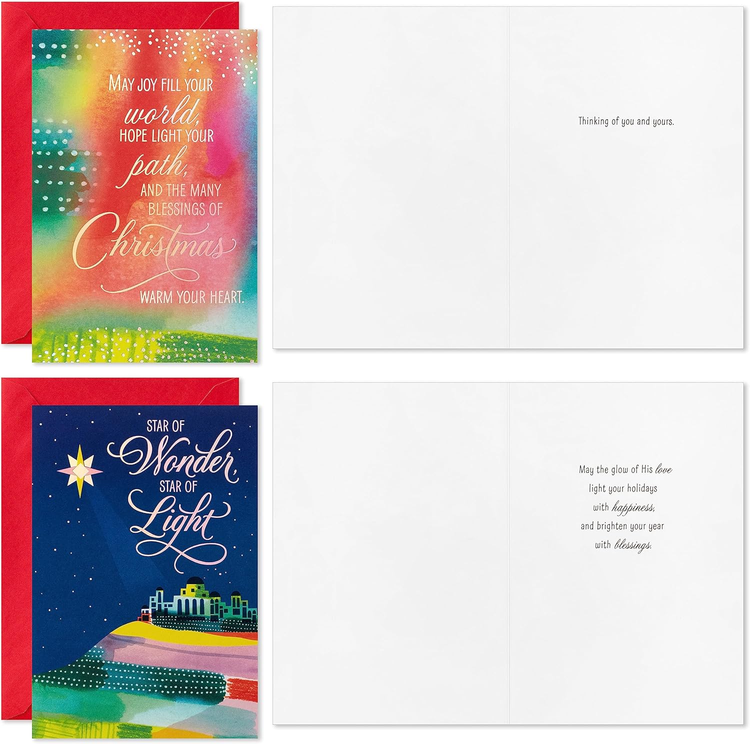 Hallmark – Surtido de tarjetas de Navidad religiosas en caja, Star of Wonder (36 tarjetas y sobres) rosa, azul, amarillo, verde, naranja