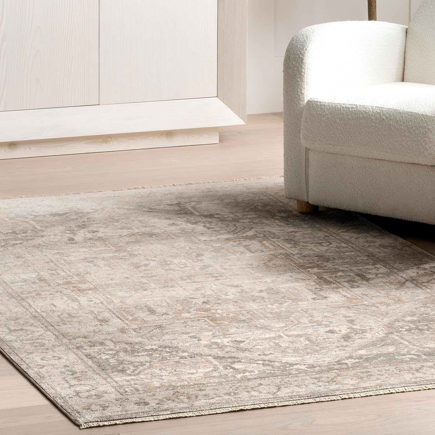 NuLOOM – Alfombra con diseño de medallón, con flecos, modelo Ethel