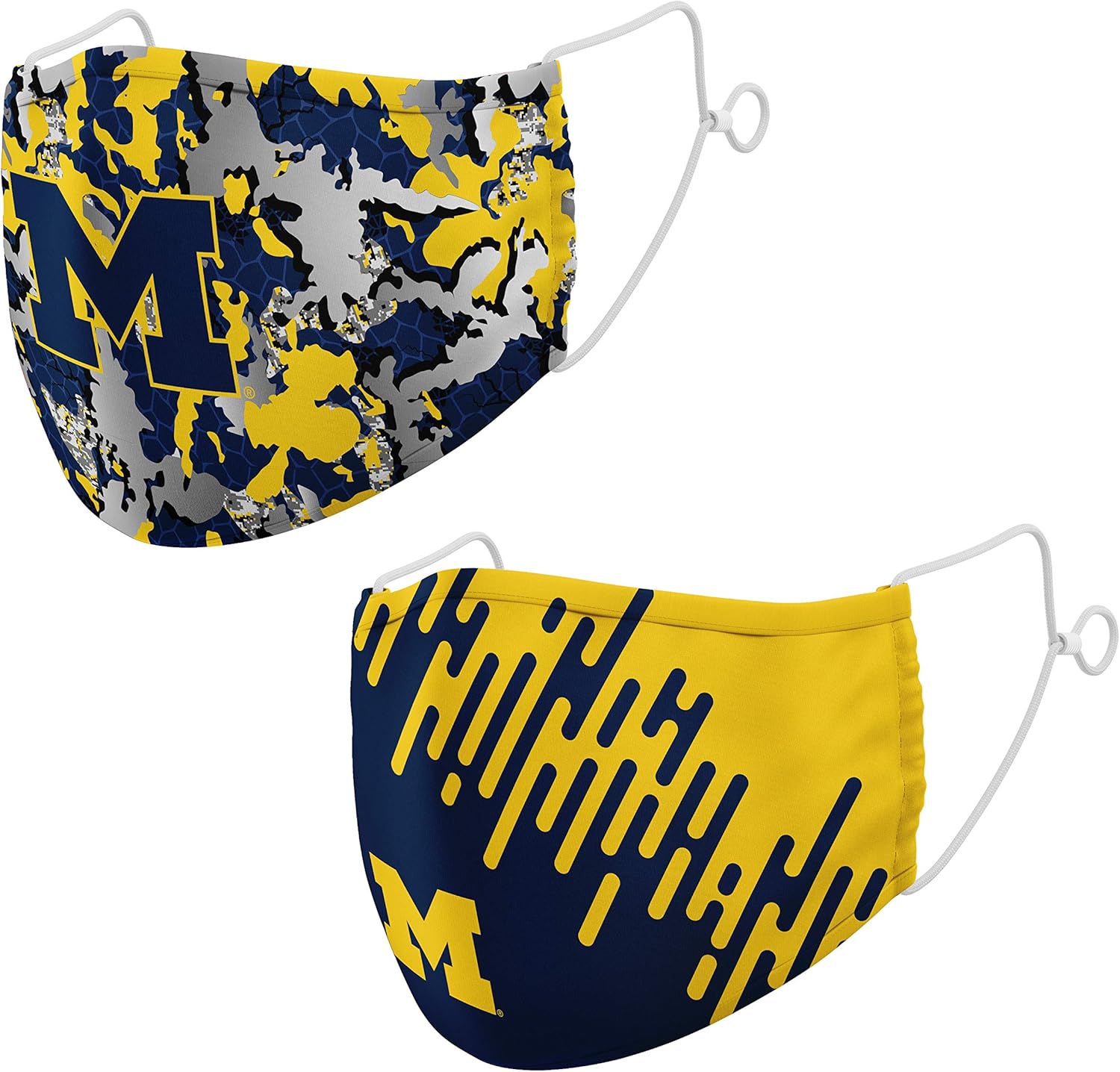 Top of the World NCAA Michigan Wolverines – Cubrebocas unisex con impresión digital, color del equipo, paquete de 2, azul marino Michigan