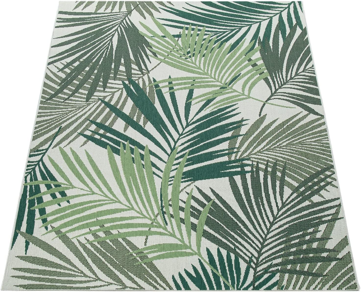 Alfombra de interior y exterior para patio, diseño floral de palmeras de la selva, verde, tamaño 2′ x 3’7″