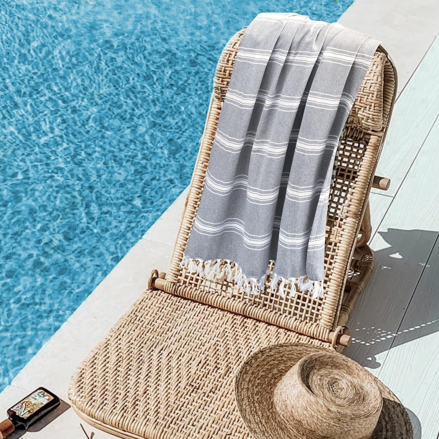 BELIZZI HOME Peshtemal – Juego de 2 toallas turcas de playa de 100 % algodón, 36 x 71 pulgadas, toallas de playa para adultos, suaves, duraderas y