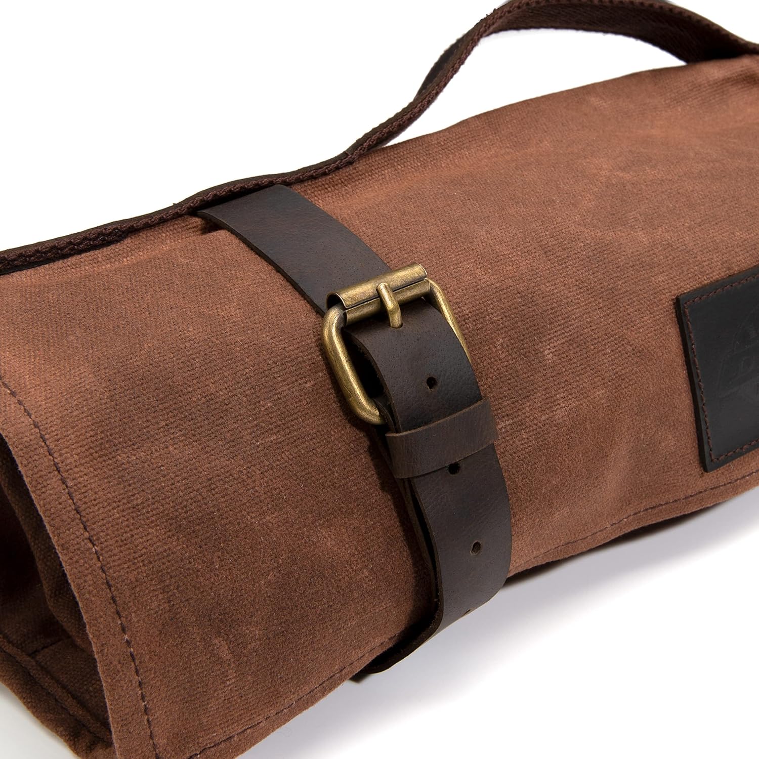 Dickies Organizador portátil para cuchillos de chef y rollo de almacenamiento de cubiertos, lona encerada y cuero, tamaño mediano