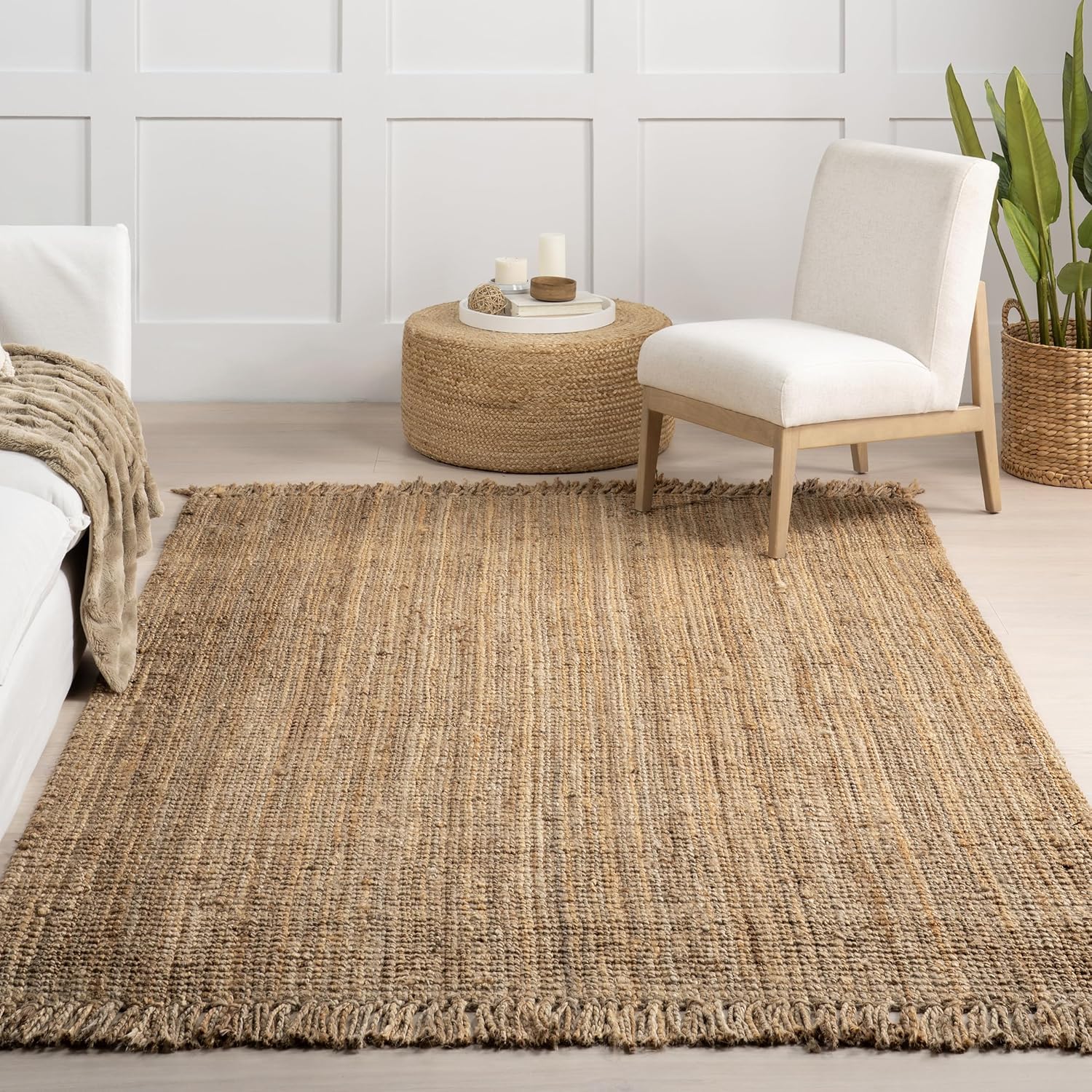 nuLOOM – Alfombra gruesa de yute Daniela Farmhouse de fibra natural, ecológica, hecha a mano, dormitorio, sala de estar, comedor