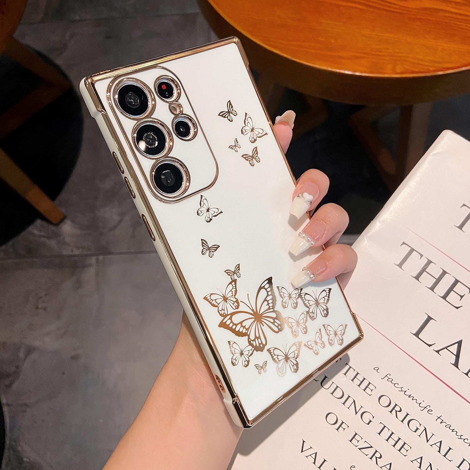 ZTOFERA Funda de teléfono para Samsung Galaxy S23 Ultra 5G Elegante funda de teléfono con diseño de mariposa, para niñas y mujeres encantadoras,