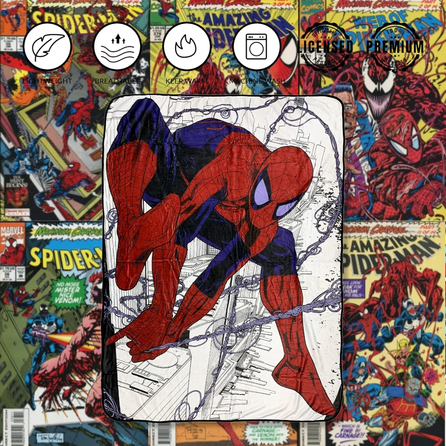 Marvel Spider-Man Webslinger – Manta de forro polar de franela súper suave y ligera de 45 x 60 pulgadas
