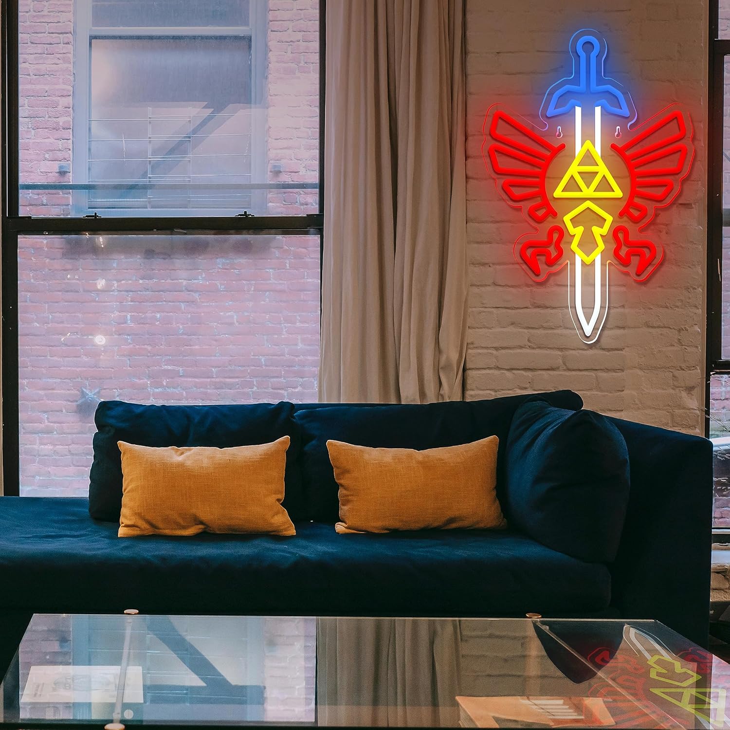 Letrero de neón con espada para gamer, para decoración de pared, decoración de sala de juegos, regalos LOZ, espada maestra, letrero LED, decoración