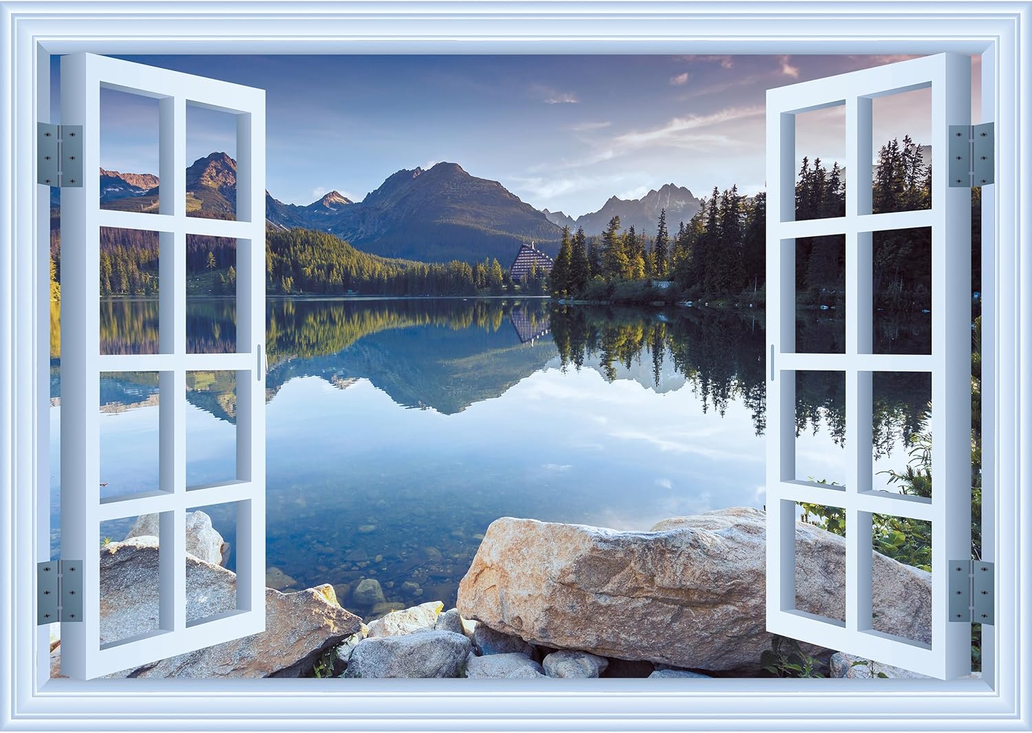 FLFK Adhesivo de pared falso para ventana, mural de pared de paisajes para decoración de pared, calcomanías de pared para pegar y despegar, 24 x 16
