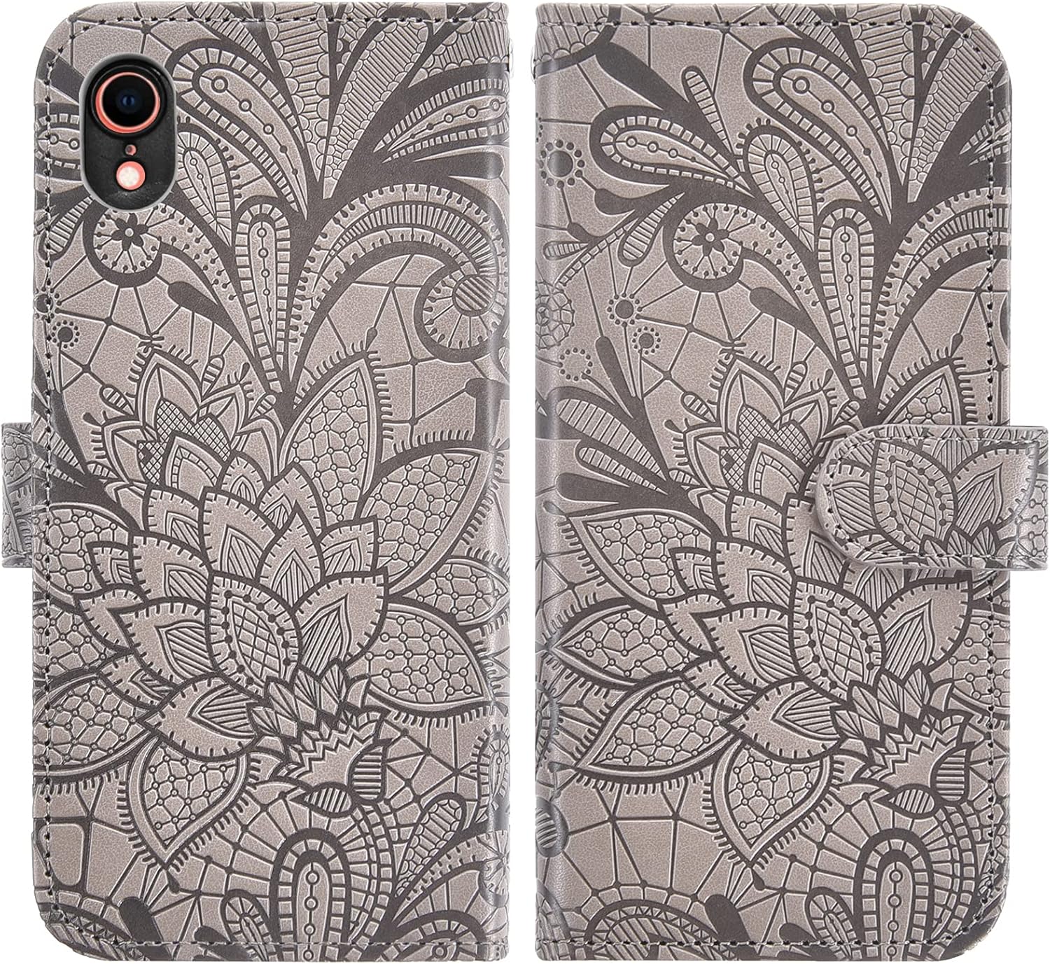 Asuwish Funda de teléfono para iPhone XR 6.1 con protector de pantalla de vidrio templado y ranura para tarjetero, función atril, cartera de encaje