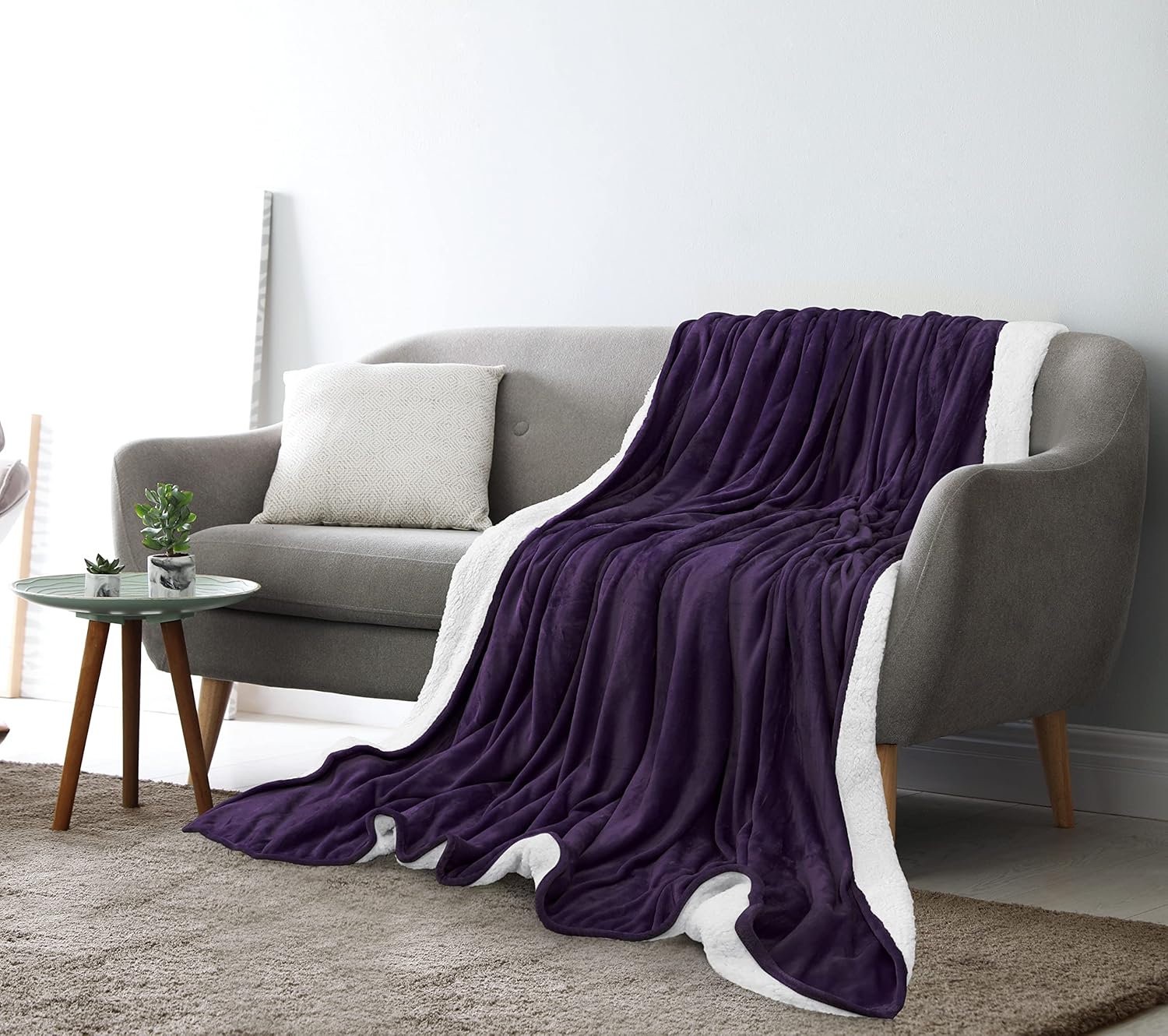 Utopia Bedding Sherpa – Sábana reversible de franela, Lana, Ciruela, gemelo