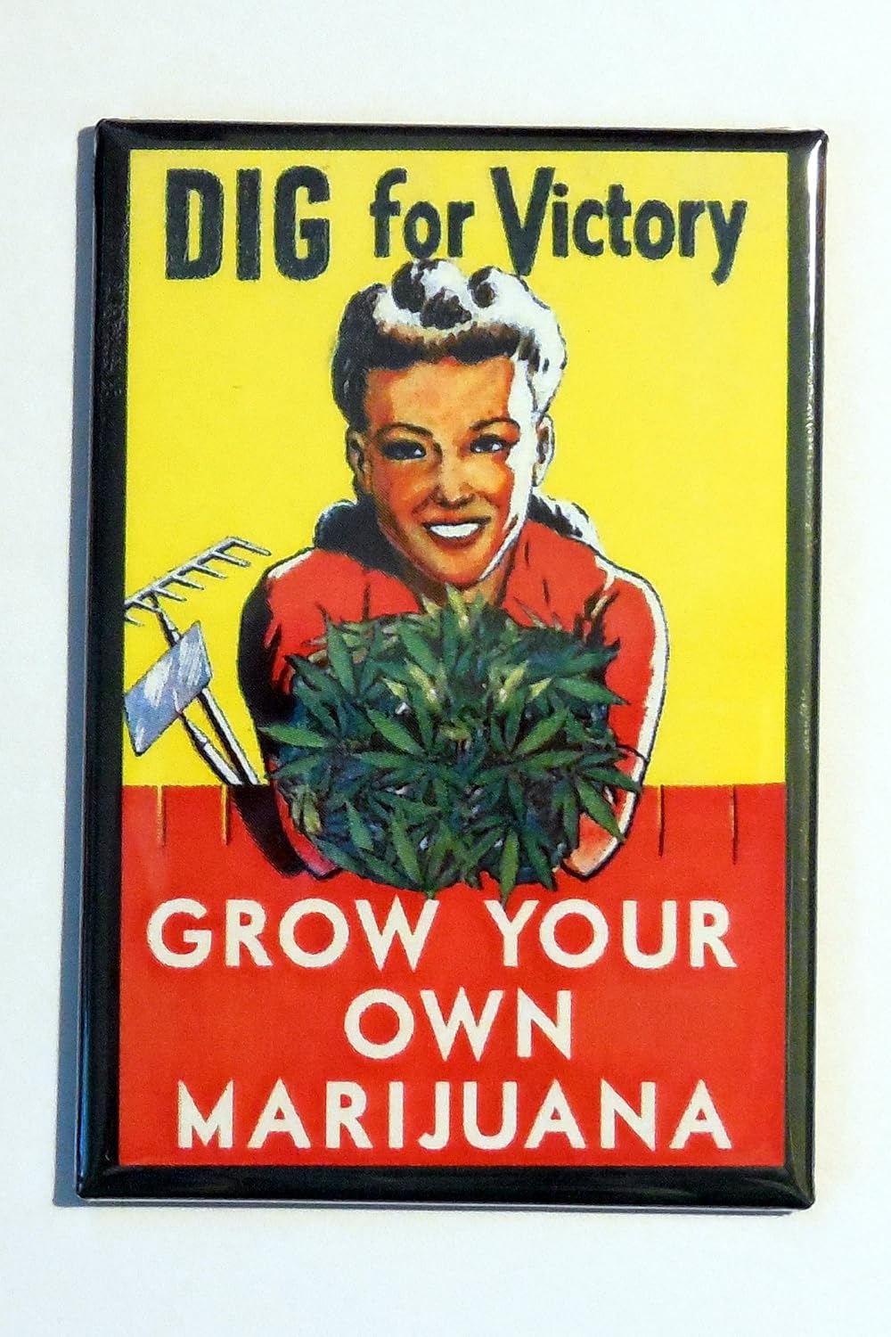 Grow Your Own Marihuana – Imán de nevera de 2 x 3 pulgadas, regalo de arte vintage, retro, marihuana, 420 macetas