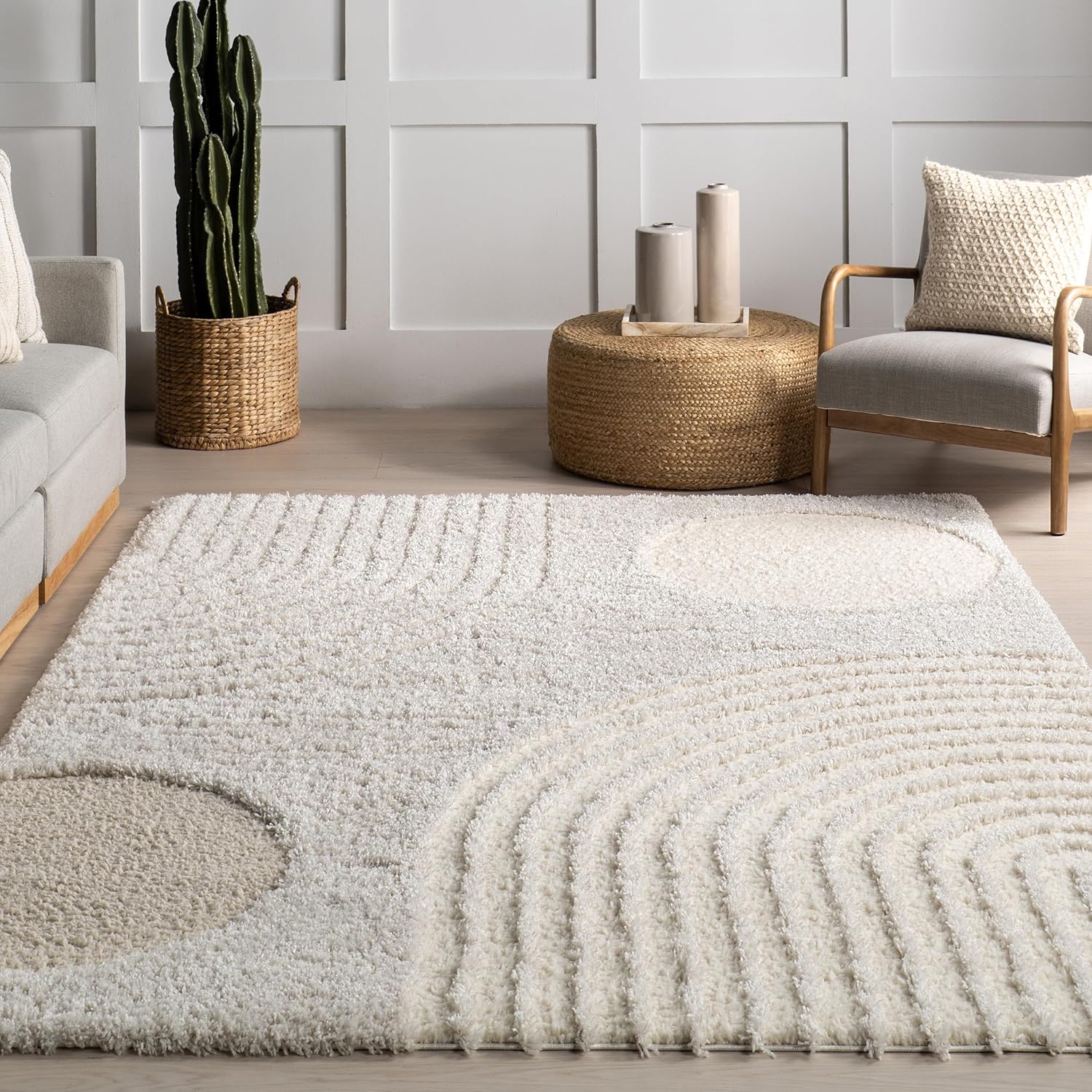 nuLOOM Gloria – Alfombra abstracta de pelo, 3 x 5, beige