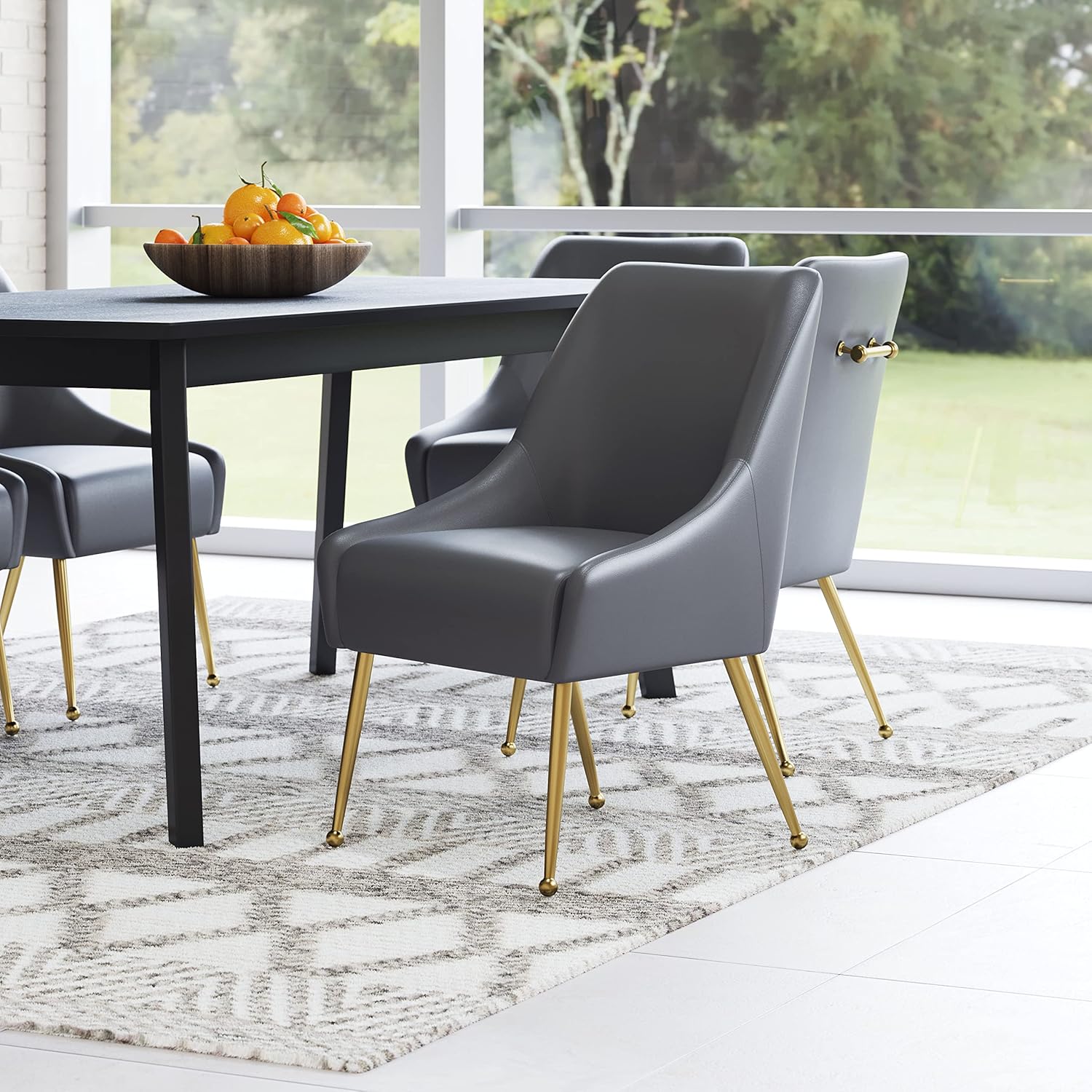 Zuo Maxine Silla de comedor gris y dorado
