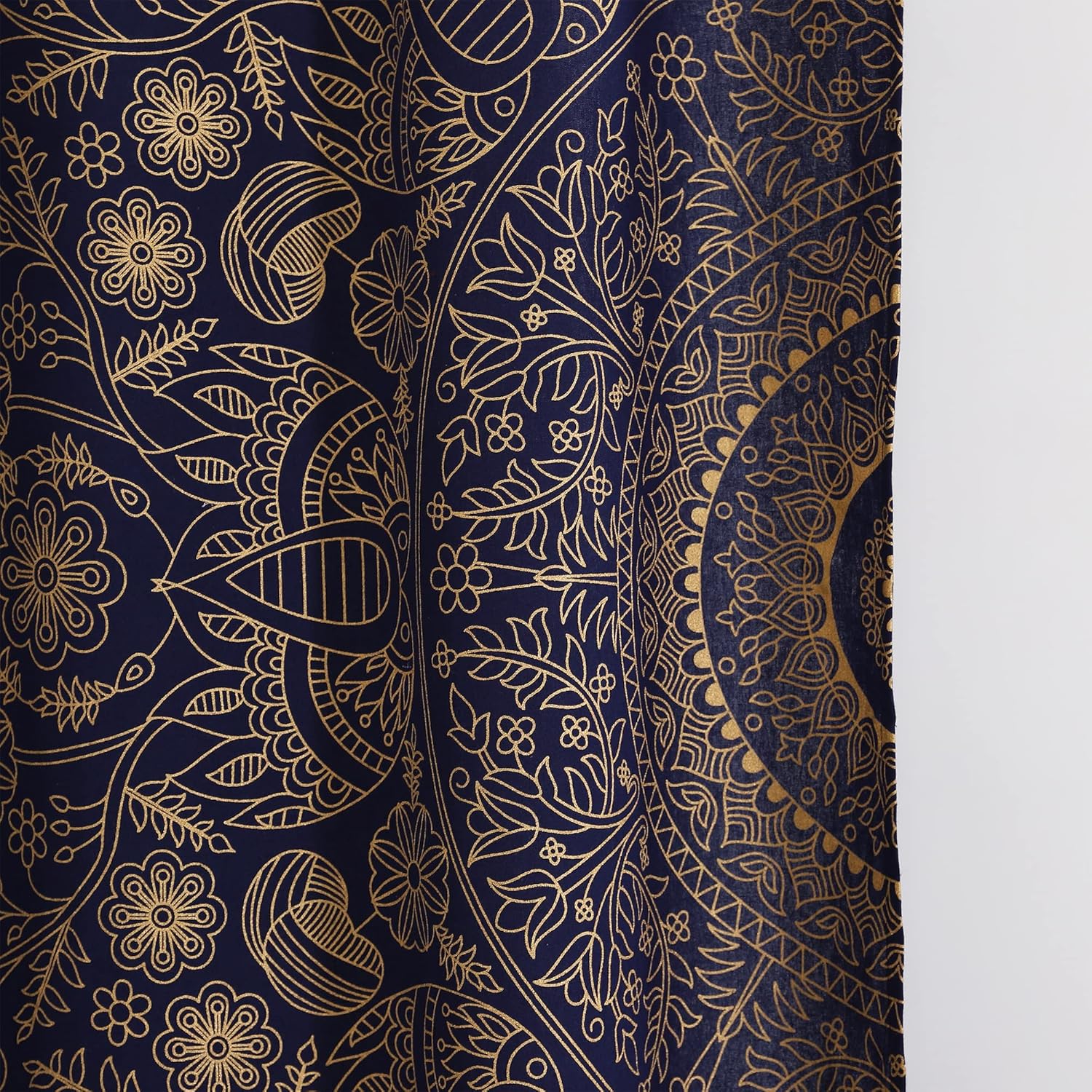 Popular Handicrafts India Hippie Mandala Bohemia Hermoso Bosquejo Cortina Cortina Dormitorio Sala Balcón Cenefa Paneles Azul Oro