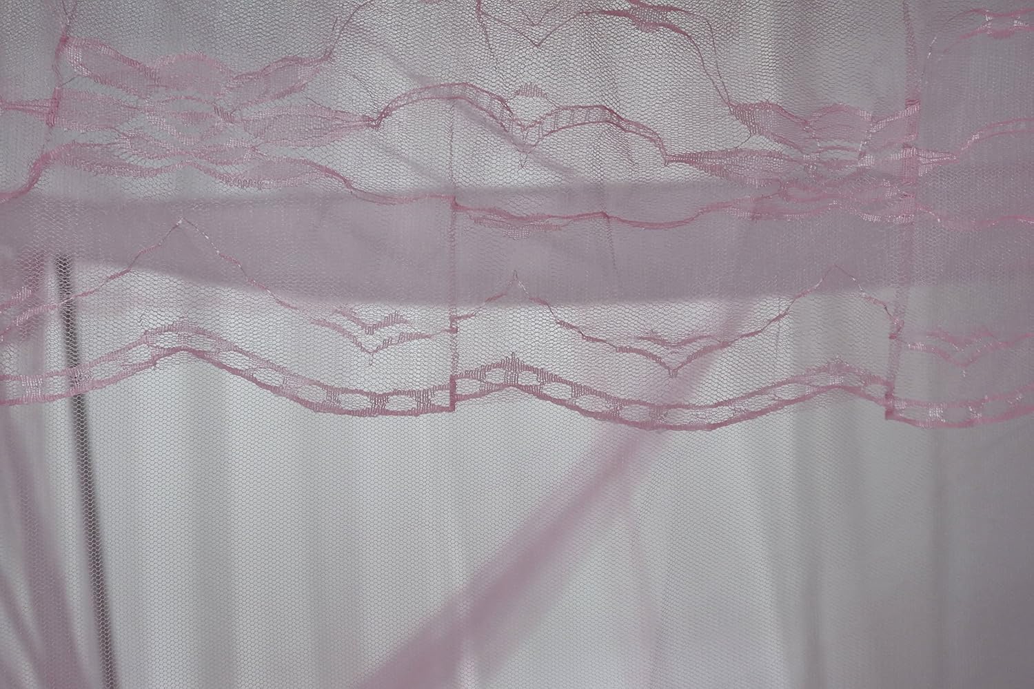 Toldo de cama, red de cortina de cama de princesa para niñas y adultos, red rectangular de cúpula de encaje de tres puertas (rosa, Queen)